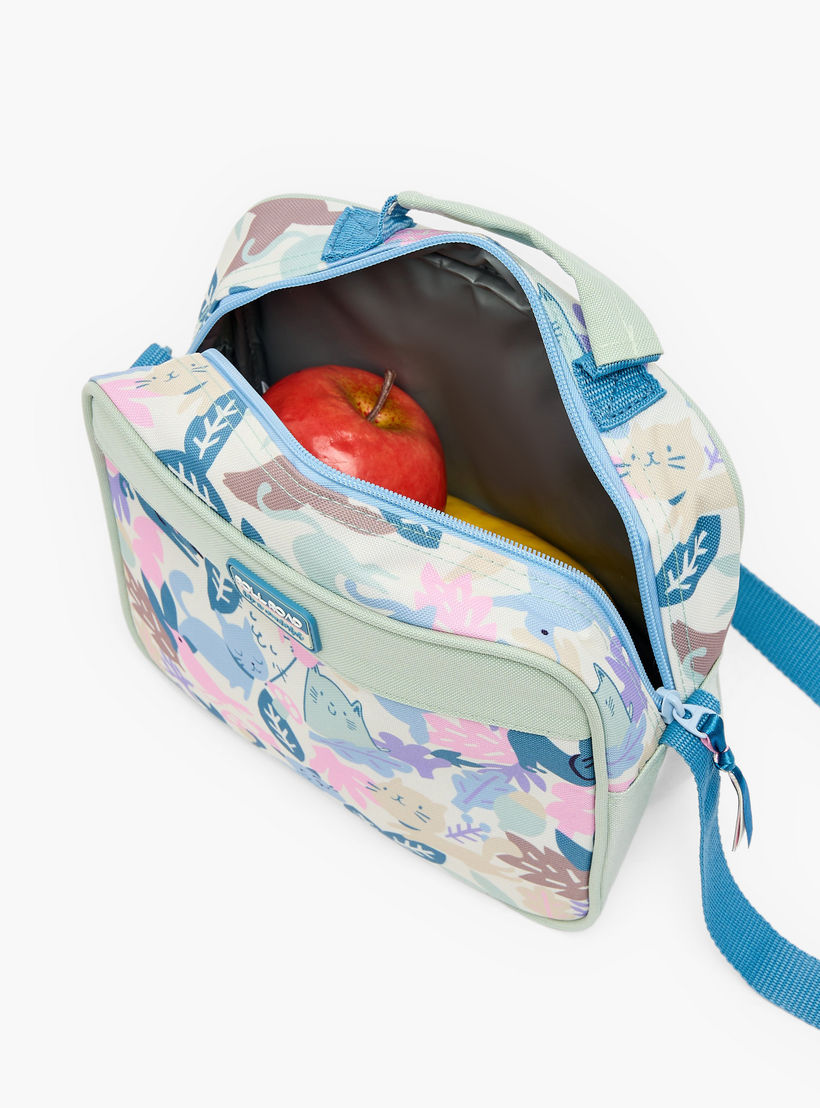 Roll Road Cat Print Lunch Bag for Girls 8-13 Years with Adjustable Strap-school-lunchessentials-lunchbags-image-4