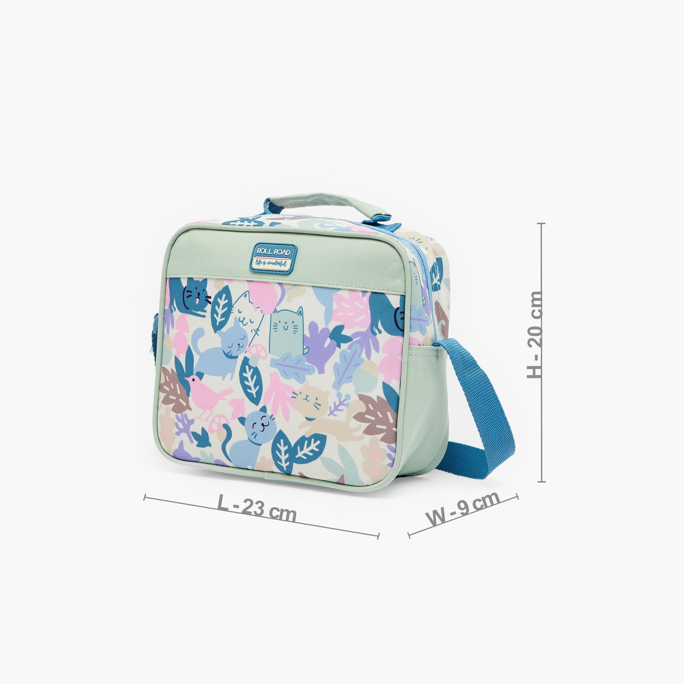 Roll Road Cat Print Lunch Bag for Girls 8-13 Years with Adjustable Strap-school-lunchessentials-lunchbags-image-6