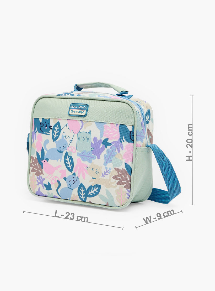 Roll Road Cat Print Lunch Bag for Girls 8-13 Years with Adjustable Strap-school-lunchessentials-lunchbags-image-6