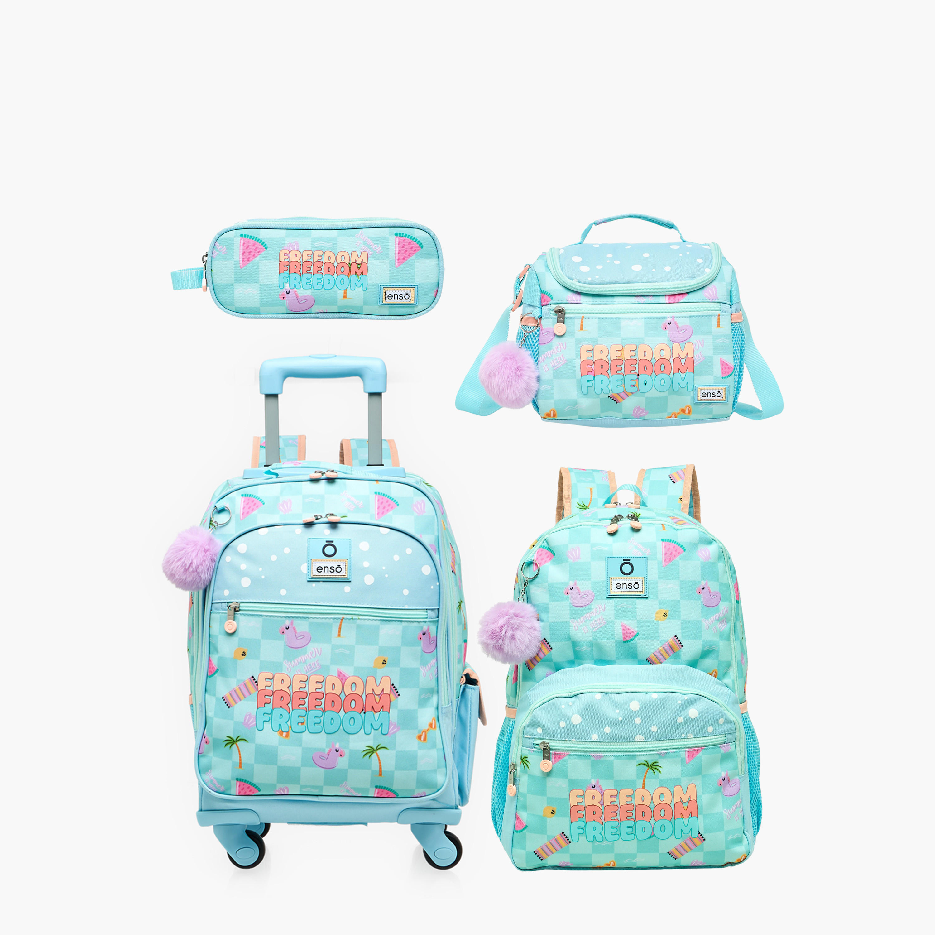 Enso Freedom Printed Backpack for Girls 8-13 Years with Pom Pom Accent - 18 inches-school-bagsandbackpacks-backpacks-image-11