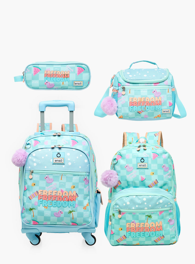 Enso Freedom Printed Backpack for Girls 8-13 Years with Pom Pom Accent - 18 inches-school-bagsandbackpacks-backpacks-image-11