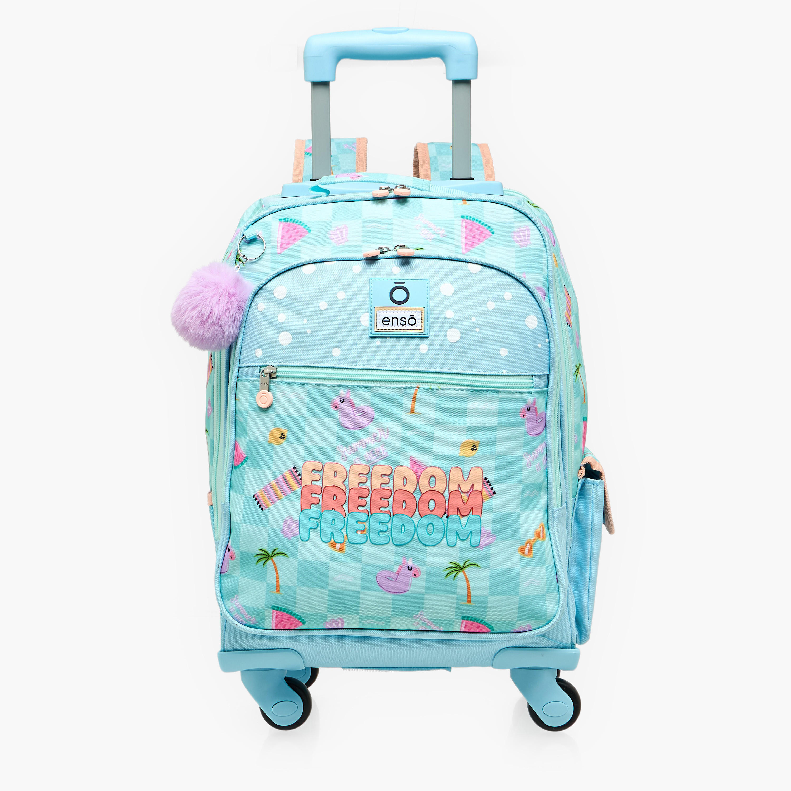 Enso Freedom Print Trolley Backpack for Girls 8-13 Years with Retractable Handle - 17 inches-school-bagsandbackpacks-trolleybags-image-1