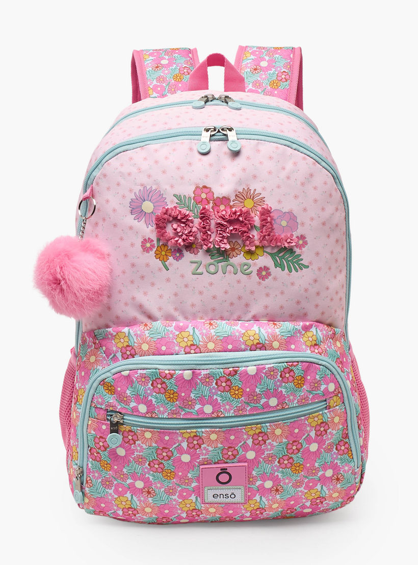 Enso Floral Print Backpack for Girls 8-12 Years with Padded Straps - 18 inches-school-bagsandbackpacks-backpacks-image-1