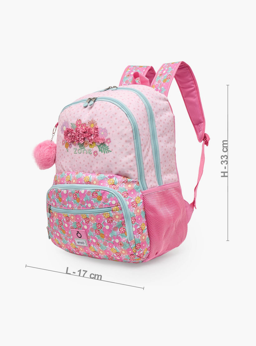 Enso Floral Print Backpack for Girls 8-12 Years with Padded Straps - 18 inches-school-bagsandbackpacks-backpacks-image-8