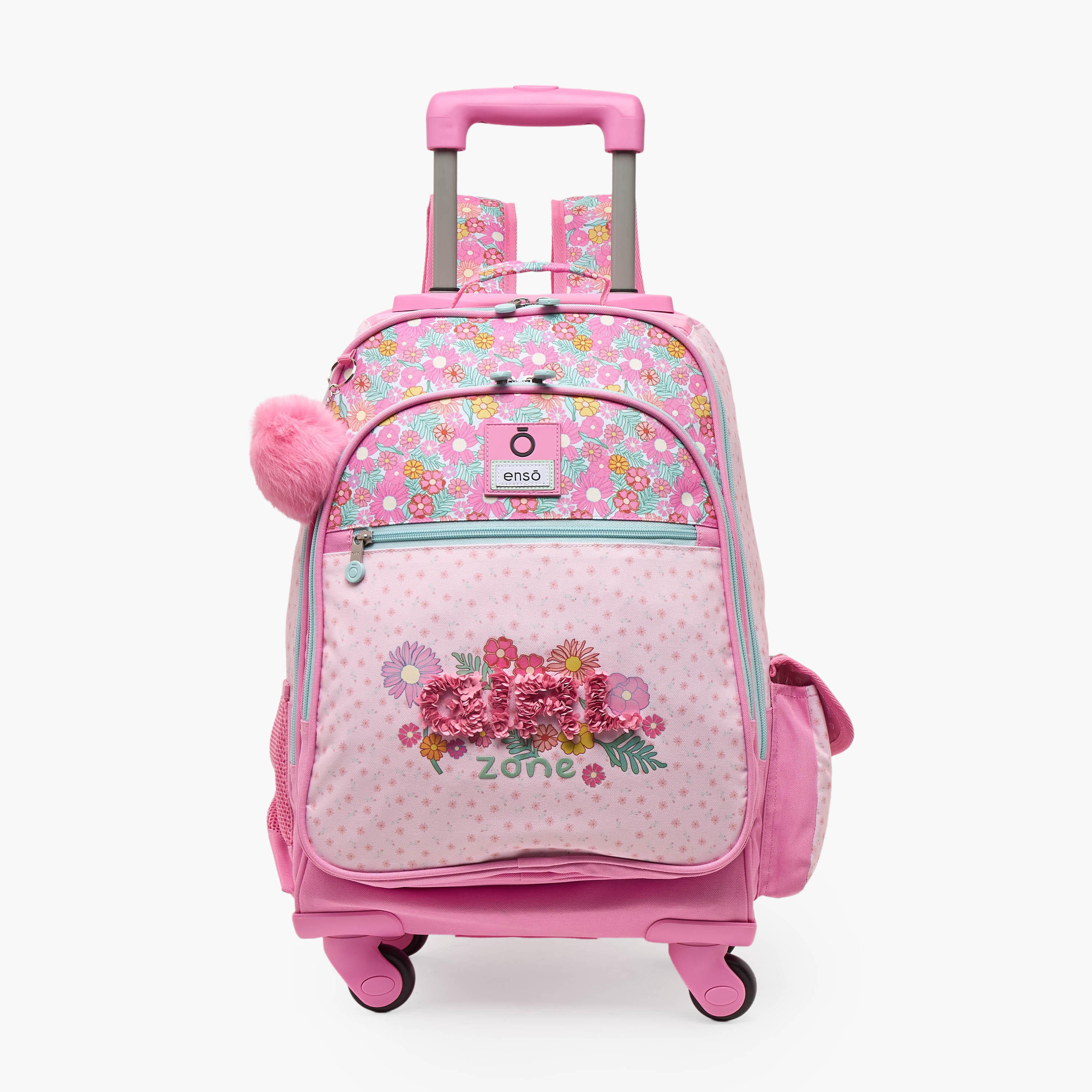 Enso Floral Print Trolley Bag for Girls 8-12 Years with Padded Straps - 17 inches-school-bagsandbackpacks-trolleybags-image-1