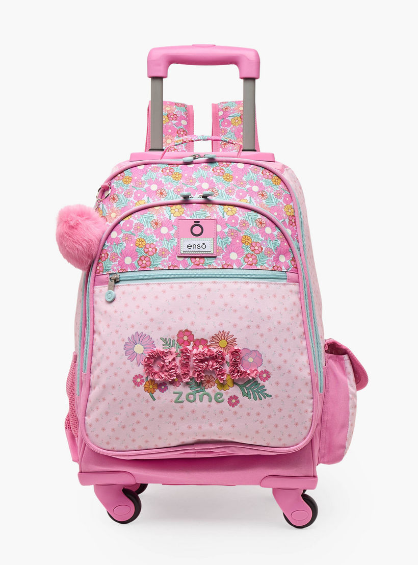 Enso Floral Print Trolley Bag for Girls 8-12 Years with Padded Straps - 17 inches-school-bagsandbackpacks-trolleybags-image-1