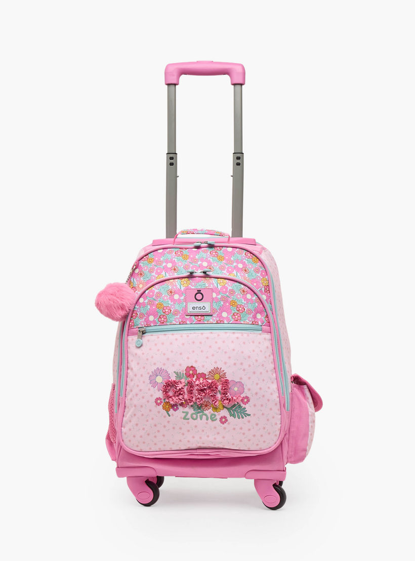 Enso Floral Print Trolley Bag for Girls 8-12 Years with Padded Straps - 17 inches-school-bagsandbackpacks-trolleybags-image-3