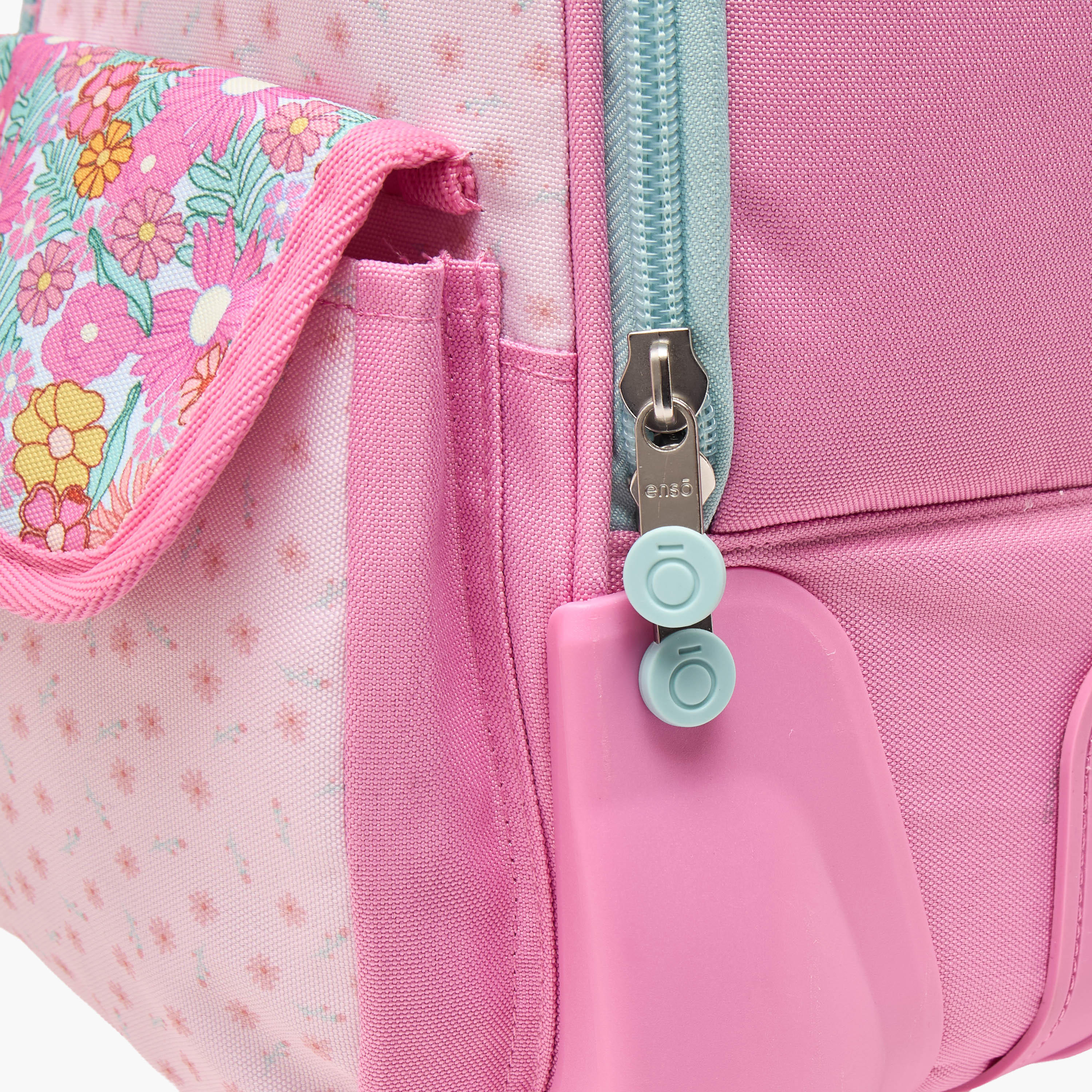 Enso Floral Print Trolley Bag for Girls 8-12 Years with Padded Straps - 17 inches-school-bagsandbackpacks-trolleybags-image-4