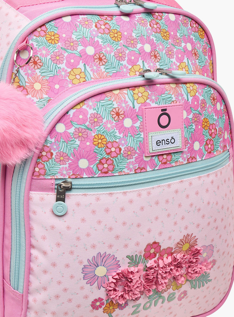 Enso Floral Print Trolley Bag for Girls 8-12 Years with Padded Straps - 17 inches-school-bagsandbackpacks-trolleybags-image-5