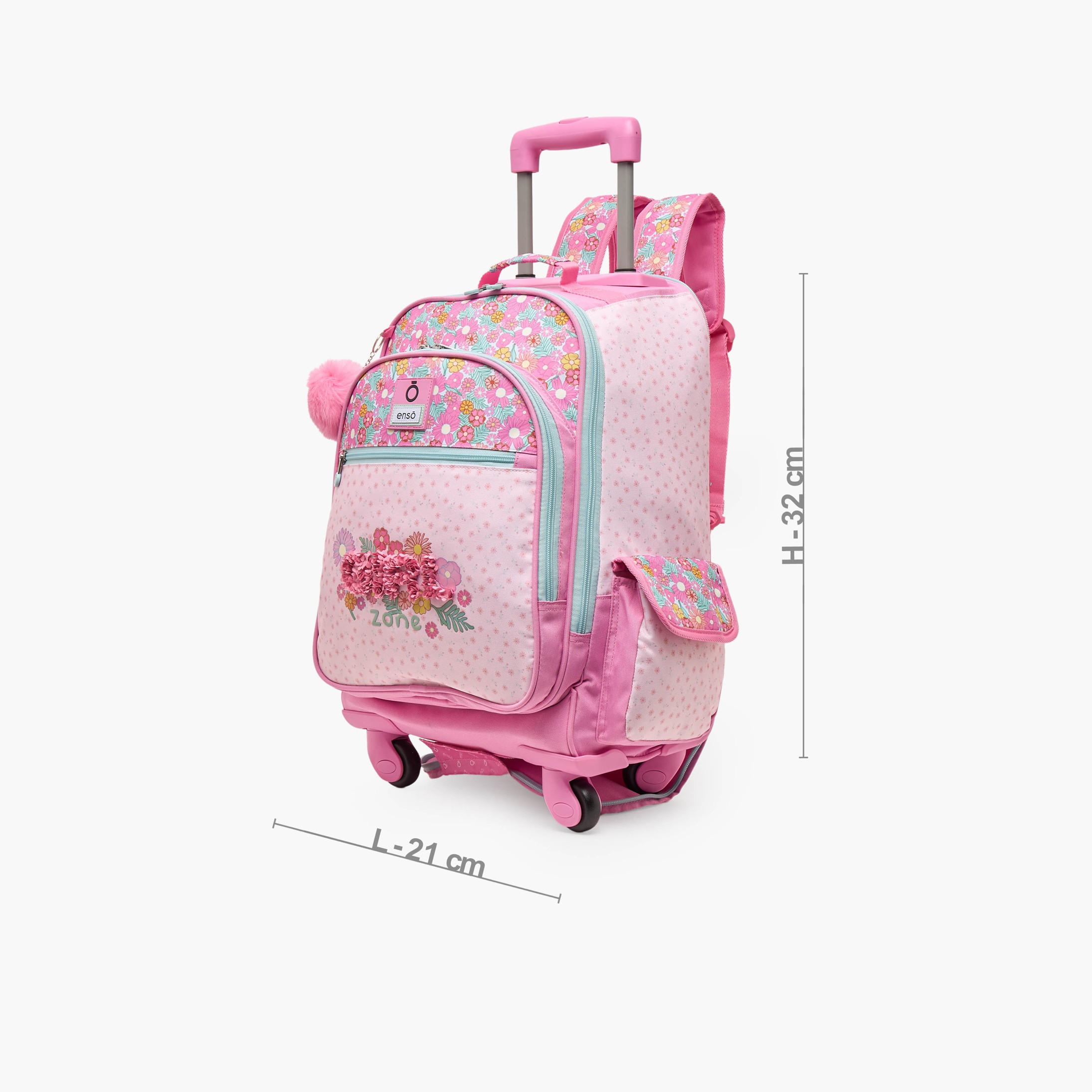 Enso Floral Print Trolley Bag for Girls 8-12 Years with Padded Straps - 17 inches-school-bagsandbackpacks-trolleybags-image-8