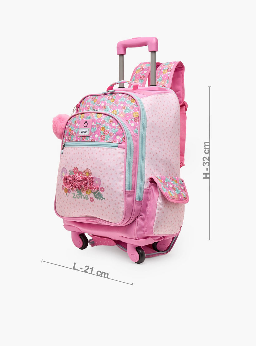 Enso Floral Print Trolley Bag for Girls 8-12 Years with Padded Straps - 17 inches-school-bagsandbackpacks-trolleybags-image-8