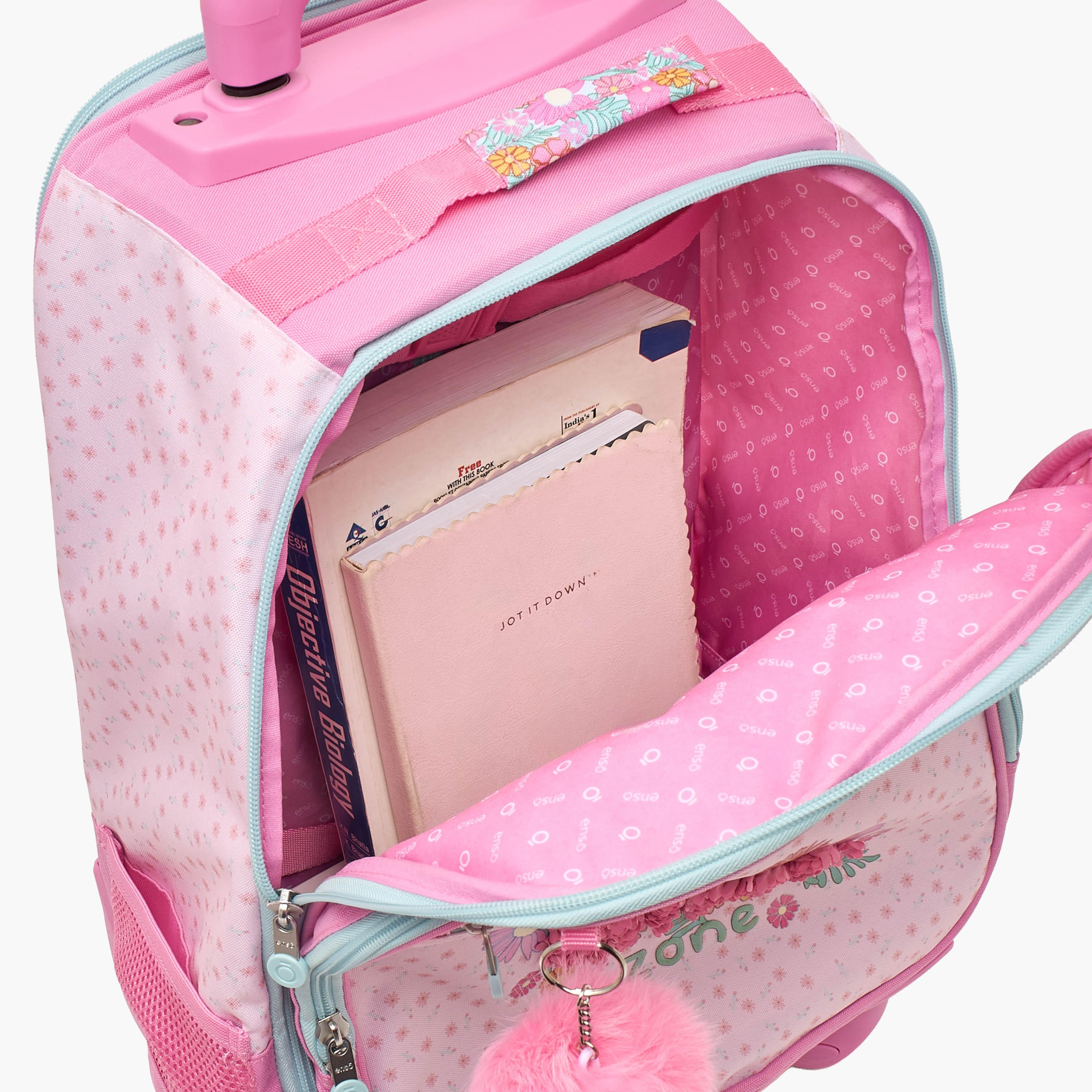 Enso Floral Print Trolley Bag for Girls 8-12 Years with Padded Straps - 17 inches-school-bagsandbackpacks-trolleybags-image-8