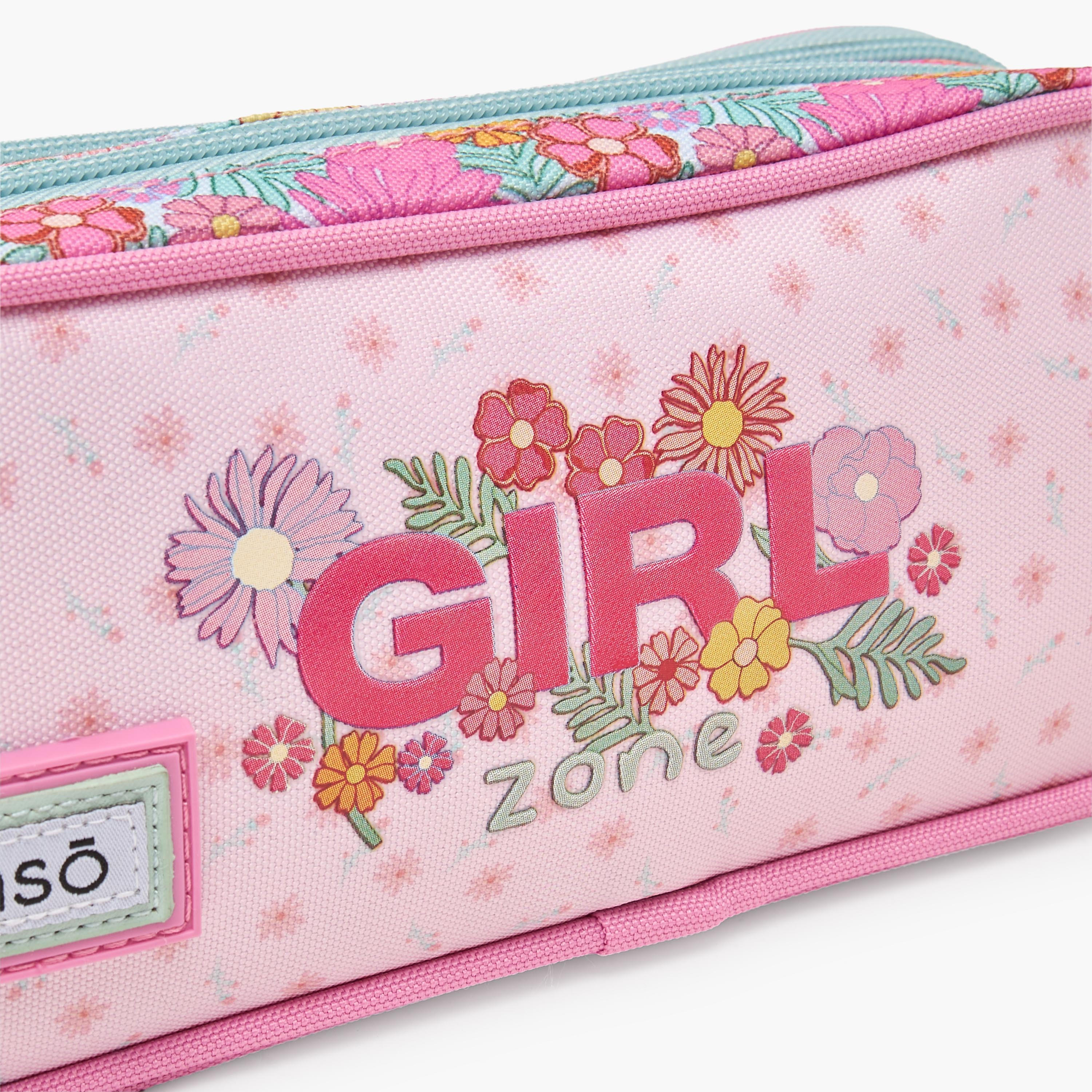 Enso Floral Print Pencil Pouch with 2 Compartment-school-stationery-pencilcases-image-7