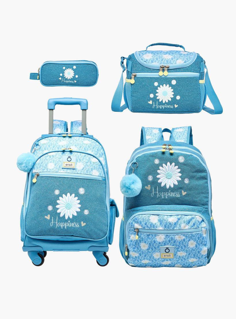 Enso Floral Print Backpack for Girls 8-13 Years with Pom Pom Accent - 18 inches-school-bagsandbackpacks-backpacks-image-10