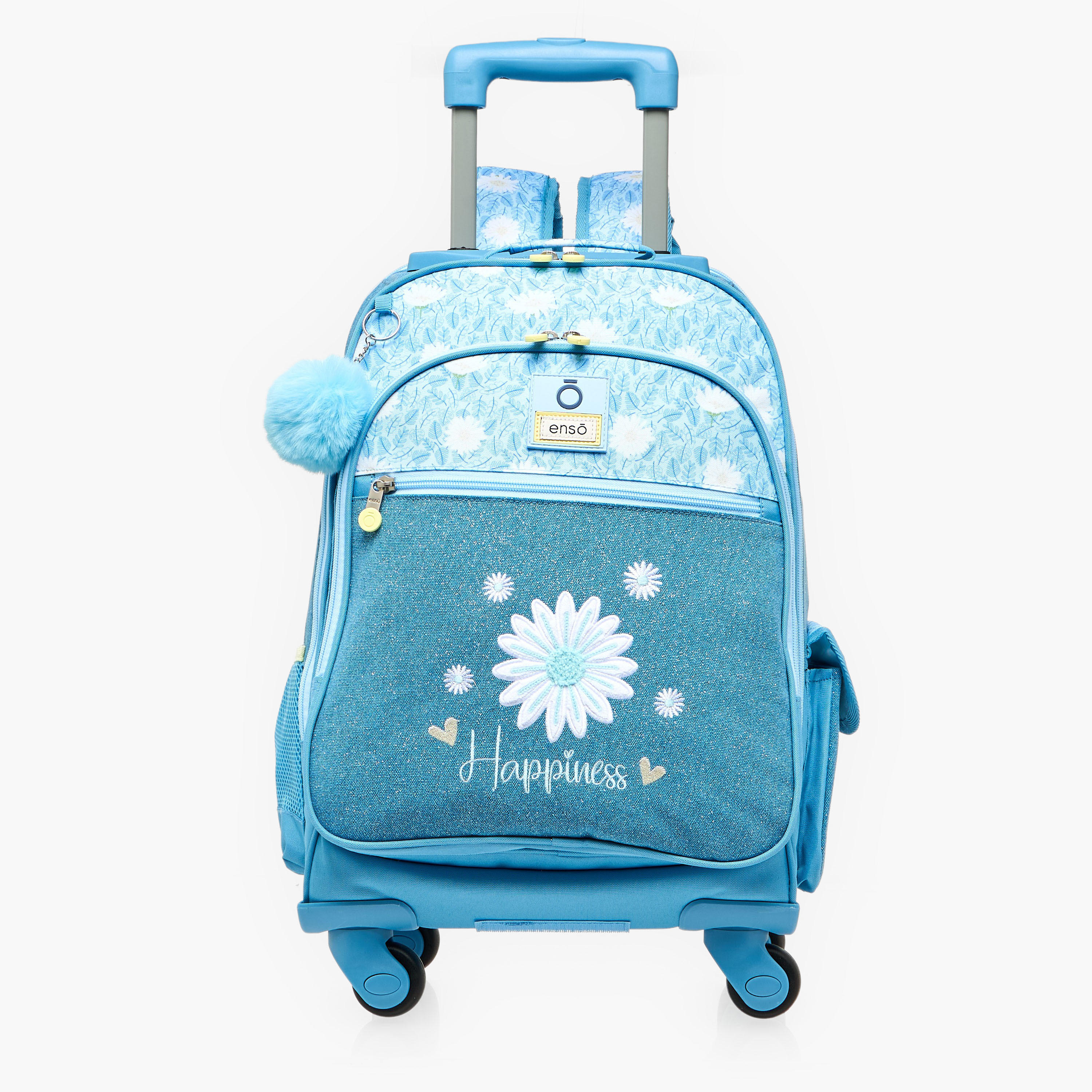 شنطة ظهر ترولي بطبعات زهور للبنات 8-13 سنة مع مقبض قابل للسحب من إنسو - 17 بوصة-school-bagsandbackpacks-trolleybags-image-1