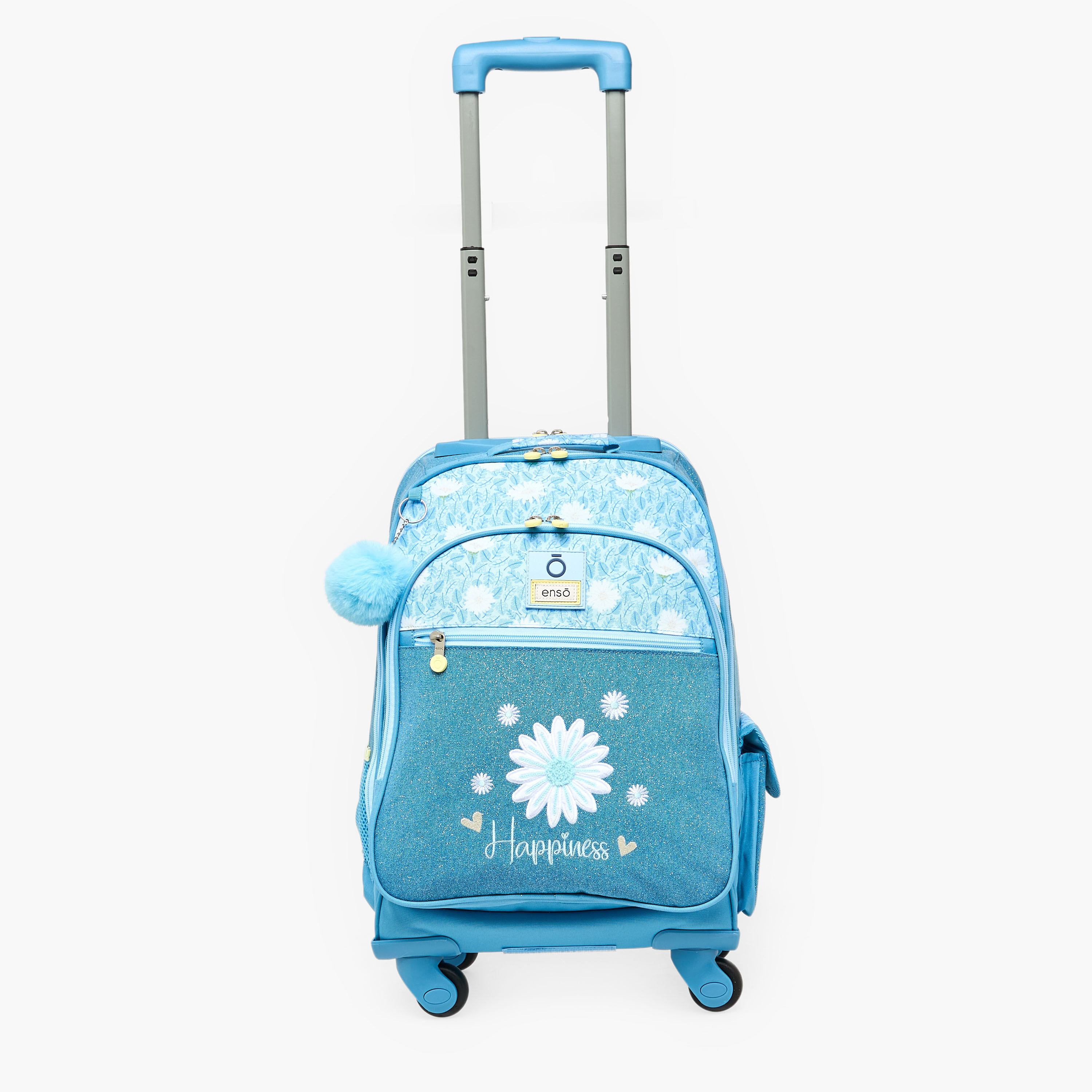 شنطة ظهر ترولي بطبعات زهور للبنات 8-13 سنة مع مقبض قابل للسحب من إنسو - 17 بوصة-school-bagsandbackpacks-trolleybags-image-4