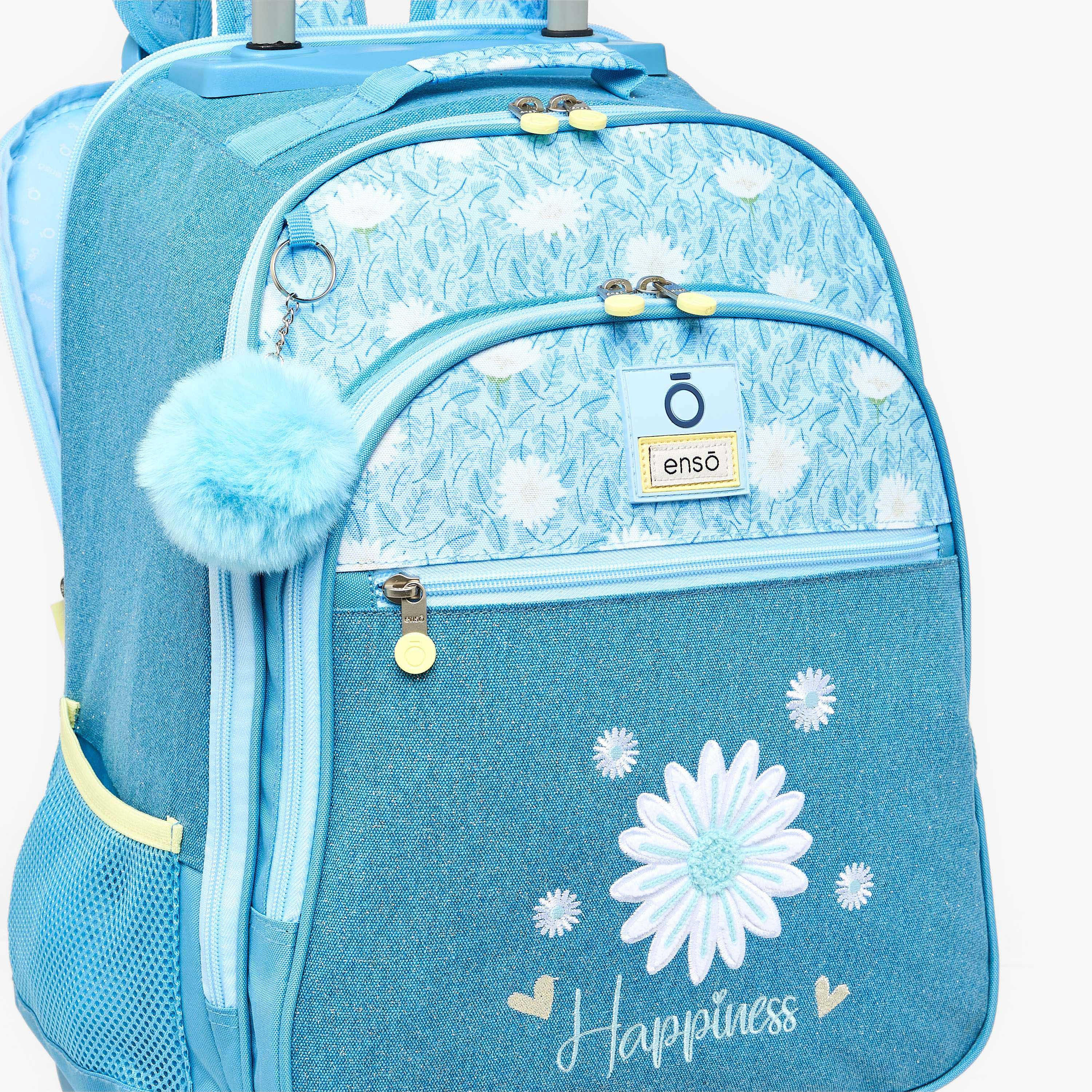 شنطة ظهر ترولي بطبعات زهور للبنات 8-13 سنة مع مقبض قابل للسحب من إنسو - 17 بوصة-school-bagsandbackpacks-trolleybags-image-5