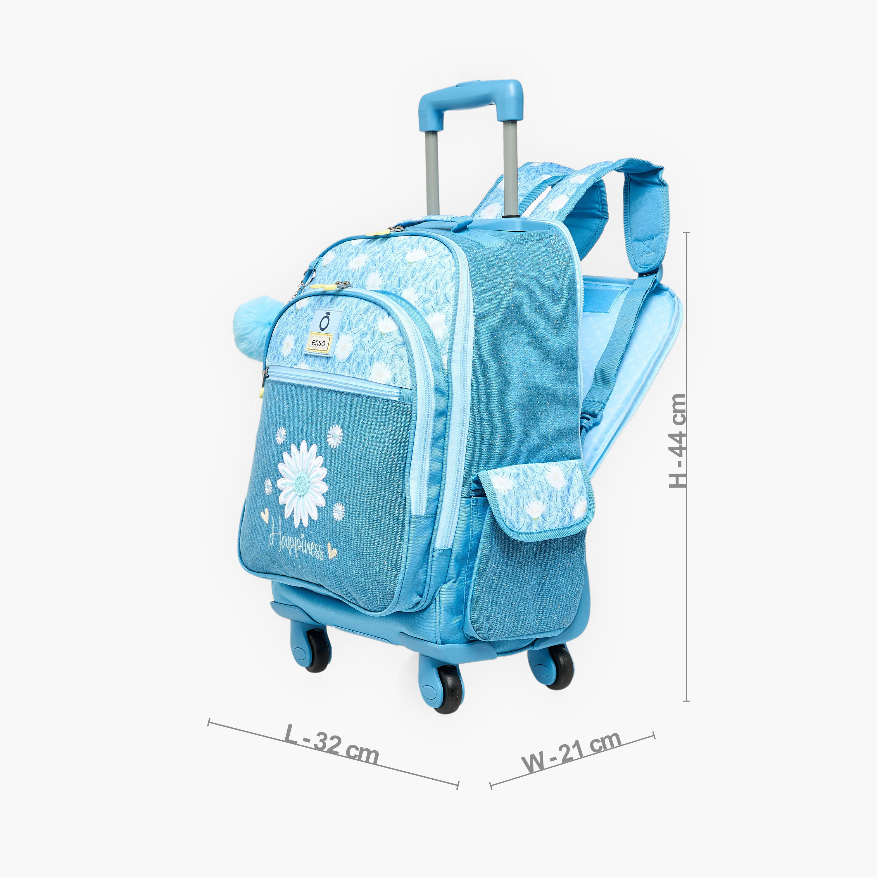 شنطة ظهر ترولي بطبعات زهور للبنات 8-13 سنة مع مقبض قابل للسحب من إنسو - 17 بوصة-school-bagsandbackpacks-trolleybags-image-8