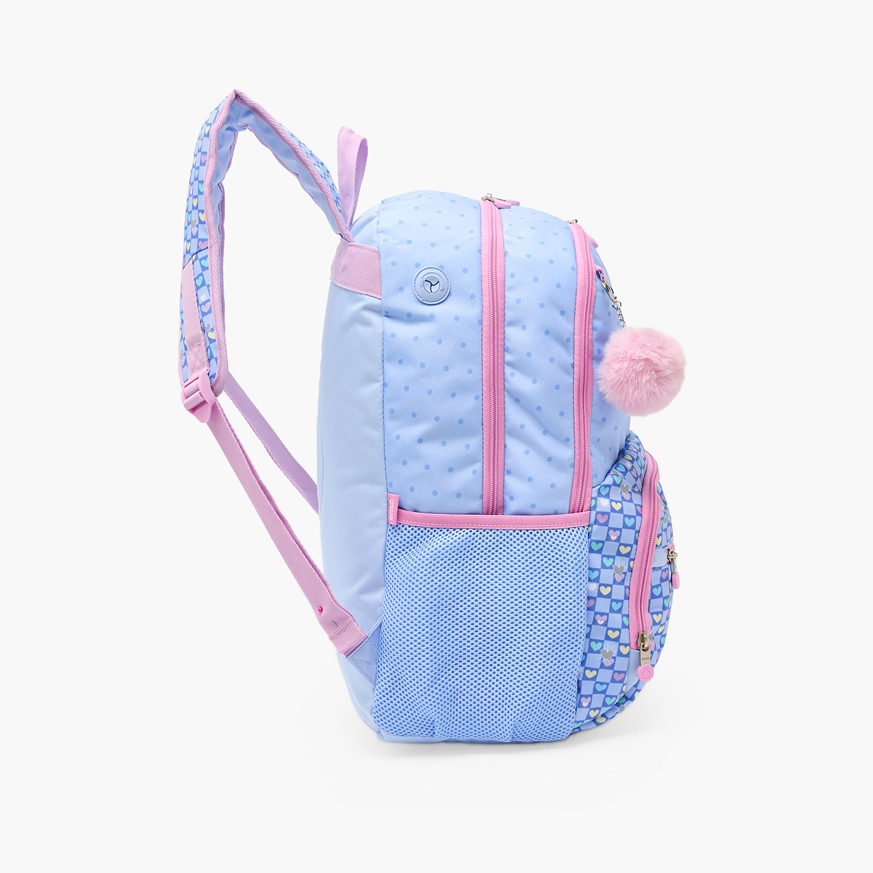 Enso Heart Print Backpack for Girls 8-13 Years with Pom-Pom Accent - 18 inches-school-bagsandbackpacks-backpacks-image-10