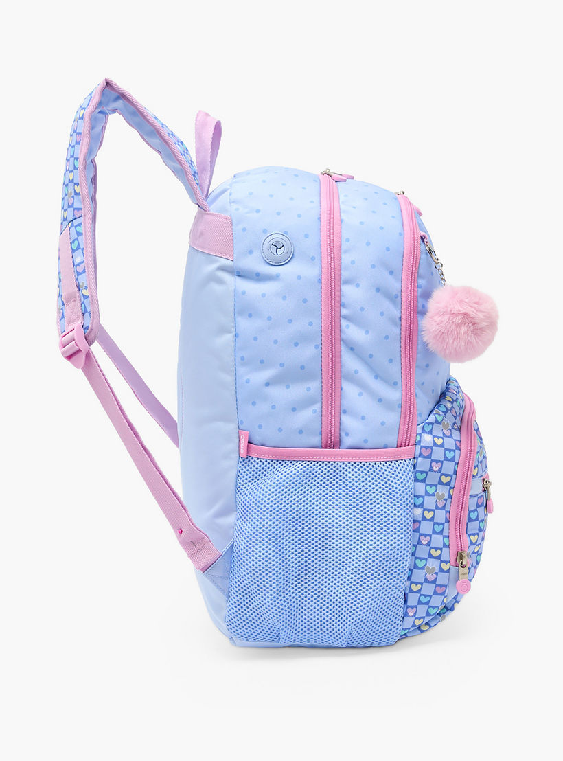 Enso Heart Print Backpack for Girls 8-13 Years with Pom-Pom Accent - 18 inches-school-bagsandbackpacks-backpacks-image-10