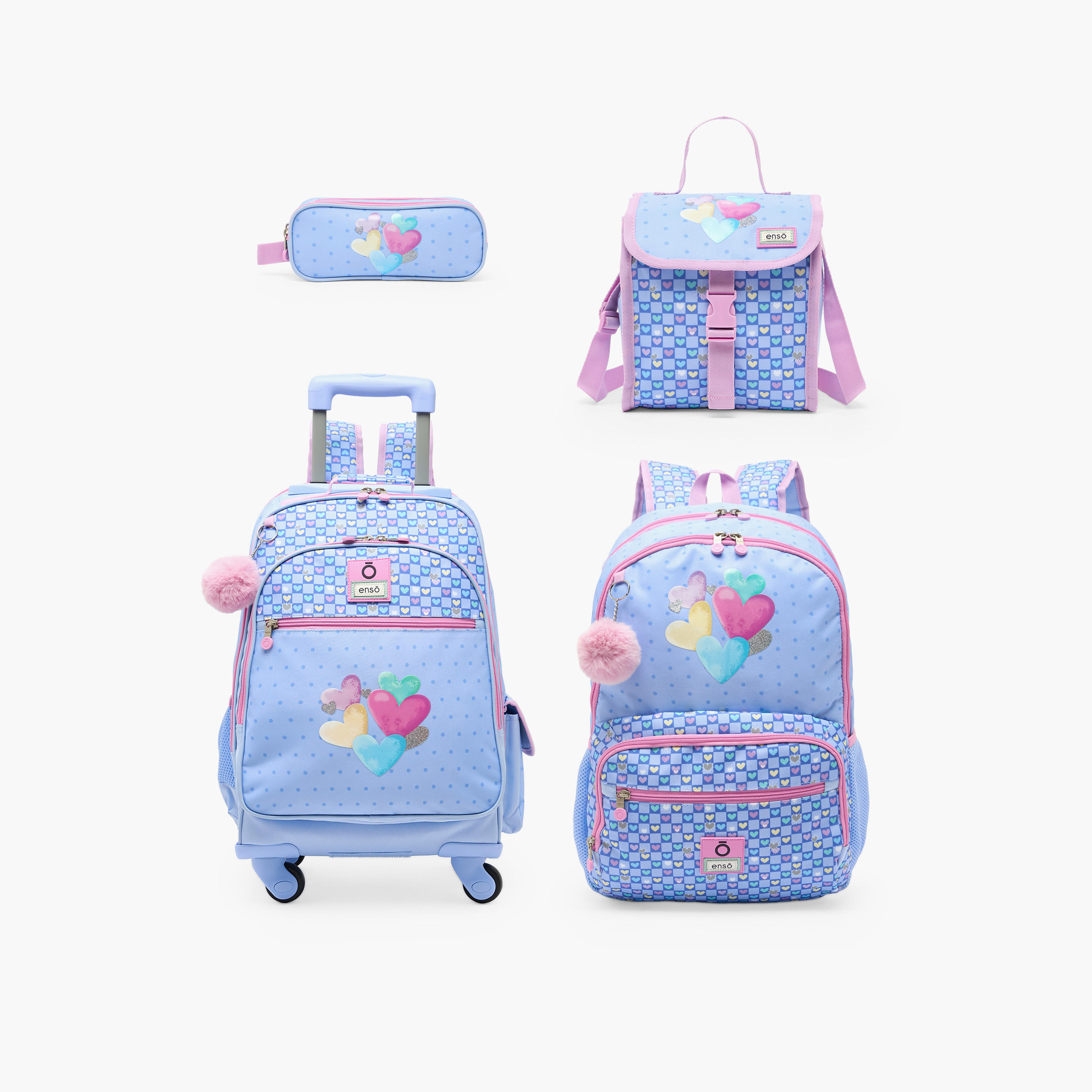 Enso Heart Print Backpack for Girls 8-13 Years with Pom-Pom Accent - 18 inches-school-bagsandbackpacks-backpacks-image-12