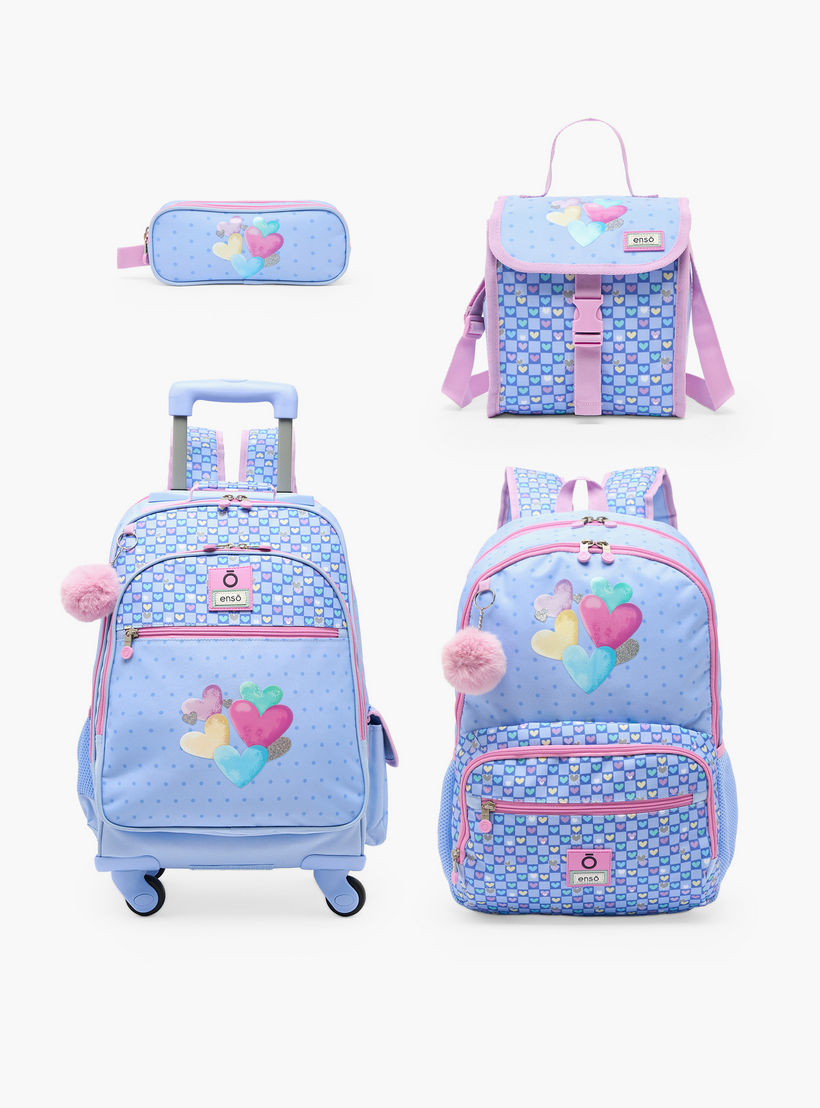 Enso Heart Print Backpack for Girls 8-13 Years with Pom-Pom Accent - 18 inches-school-bagsandbackpacks-backpacks-image-12