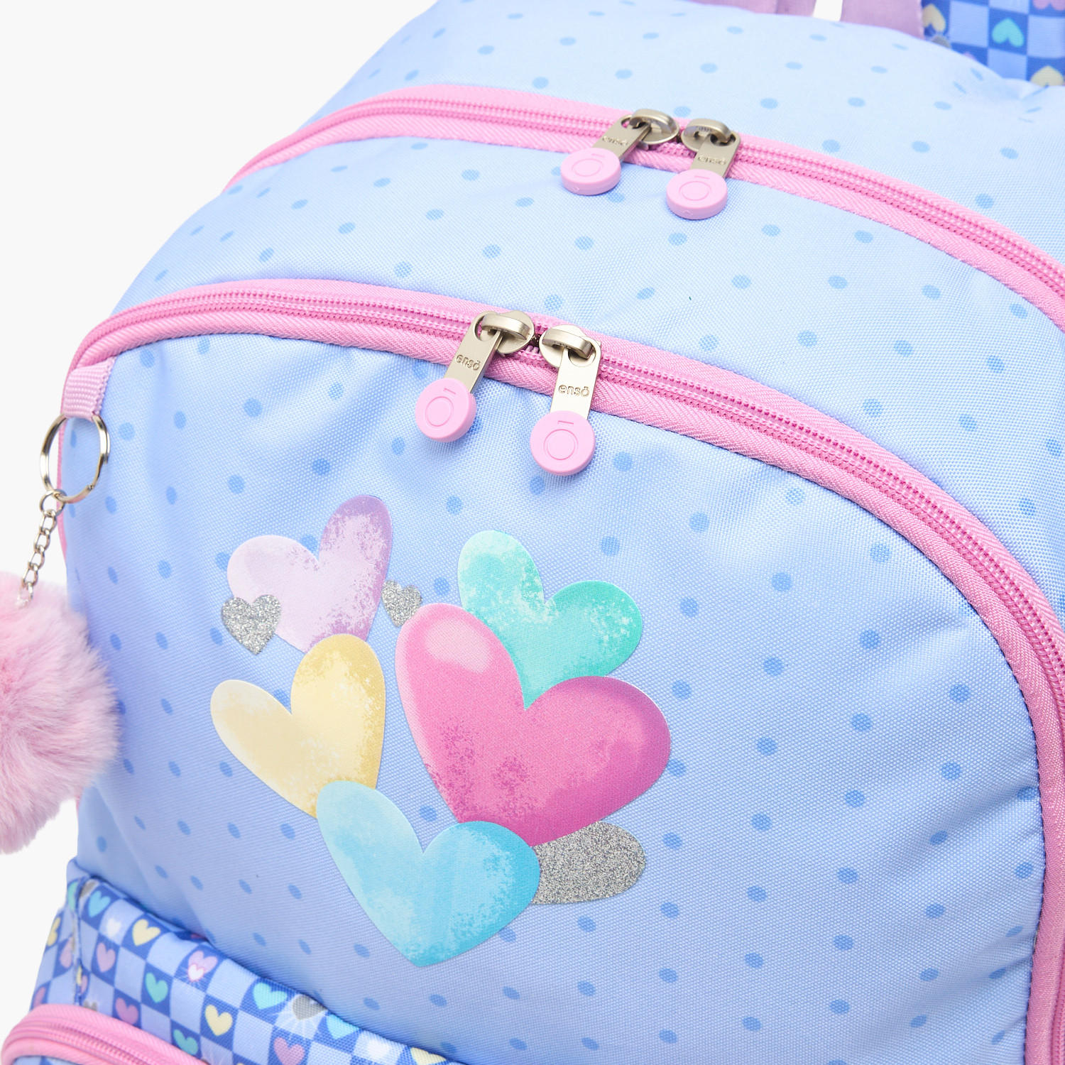 Enso Heart Print Backpack for Girls 8-13 Years with Pom-Pom Accent - 18 inches-school-bagsandbackpacks-backpacks-image-4