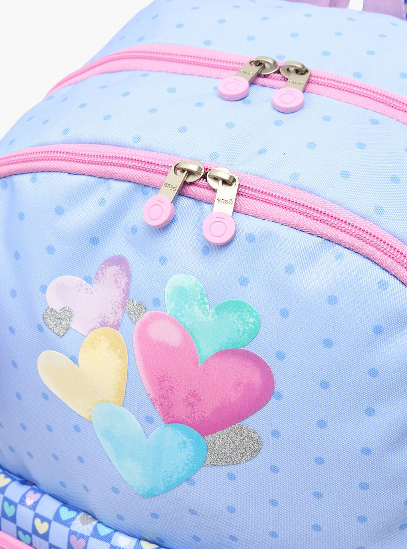 Enso Heart Print Backpack for Girls 8-13 Years with Pom-Pom Accent - 18 inches-school-bagsandbackpacks-backpacks-image-4