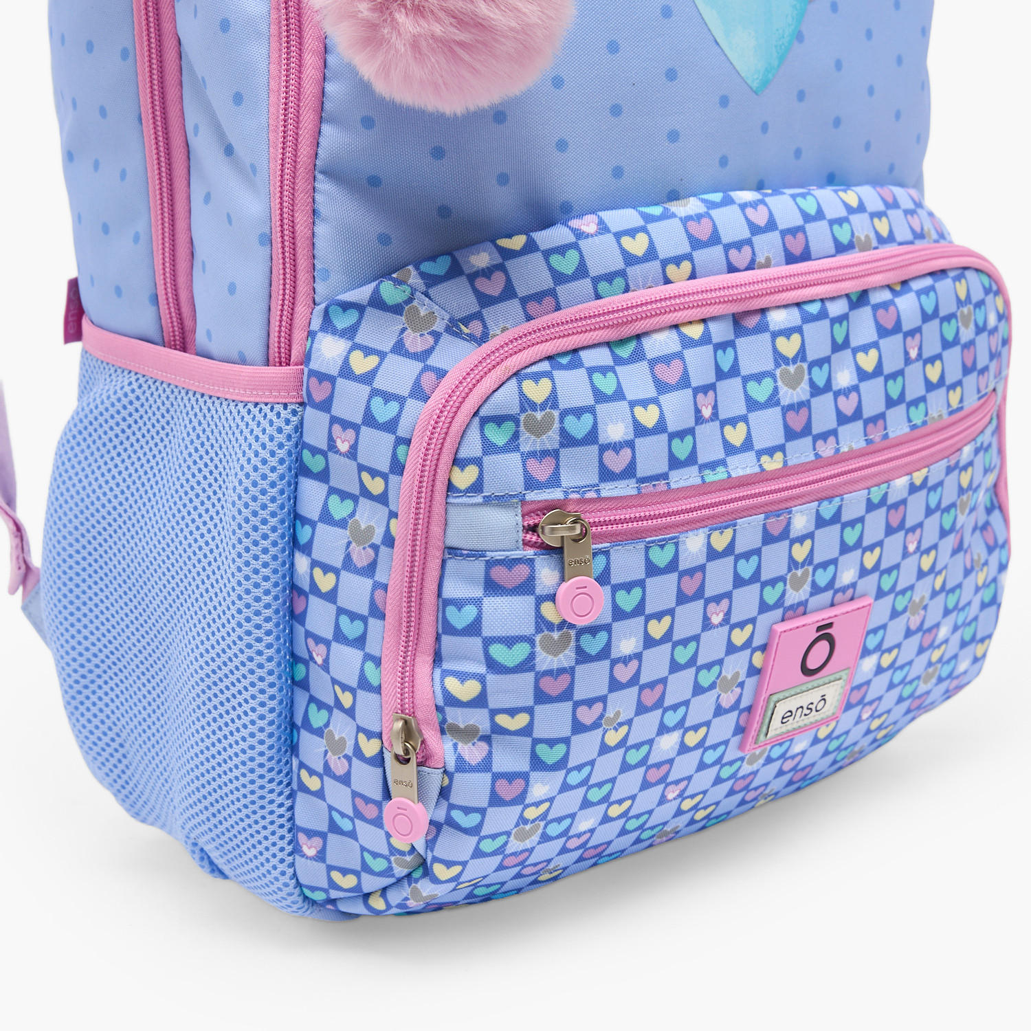 Enso Heart Print Backpack for Girls 8-13 Years with Pom-Pom Accent - 18 inches-school-bagsandbackpacks-backpacks-image-5
