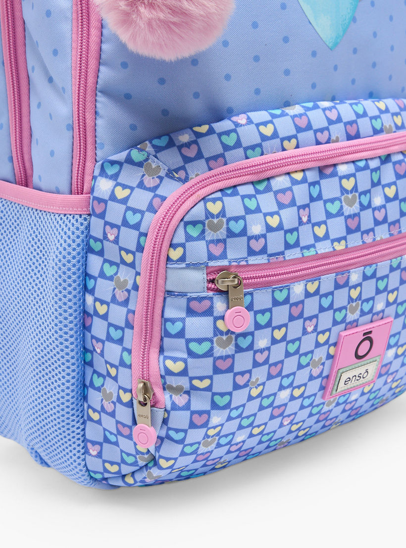 Enso Heart Print Backpack for Girls 8-13 Years with Pom-Pom Accent - 18 inches-school-bagsandbackpacks-backpacks-image-5