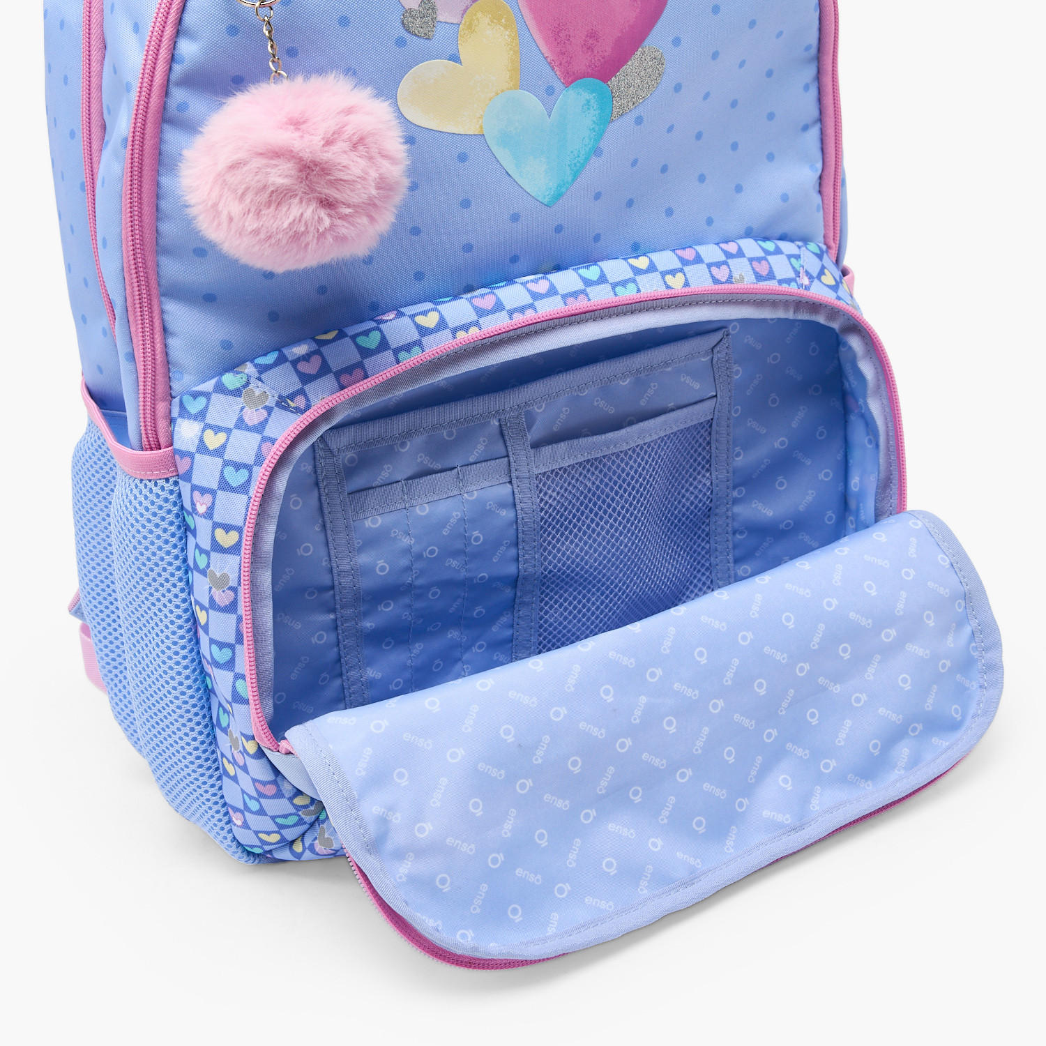 Enso Heart Print Backpack for Girls 8-13 Years with Pom-Pom Accent - 18 inches-school-bagsandbackpacks-backpacks-image-8