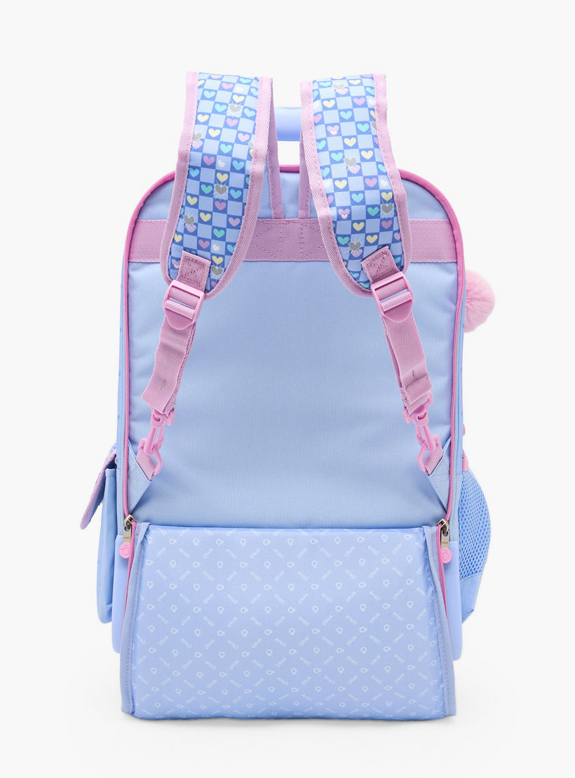 Enso Heart Print Trolley Backpack for Girls 8-13 Years with Pom-Pom Accent - 17 inches-school-bagsandbackpacks-trolleybags-image-11