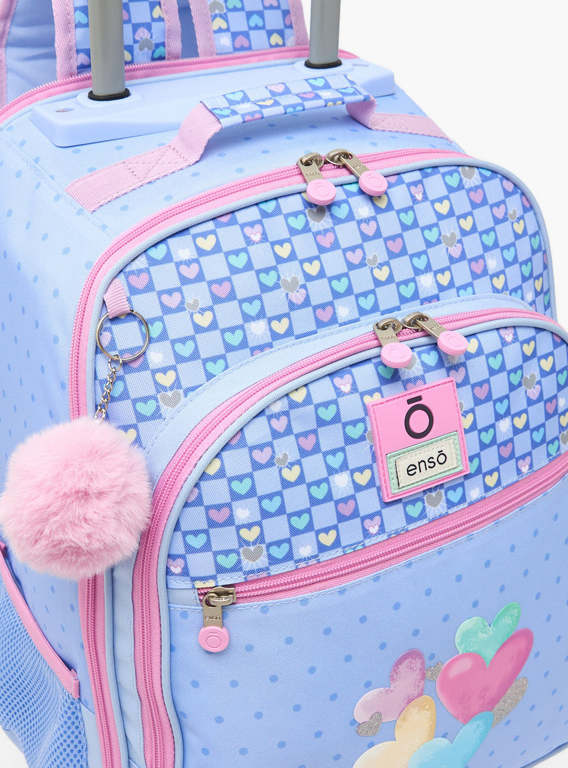 Enso Heart Print Trolley Backpack for Girls 8-13 Years with Pom-Pom Accent - 17 inches-school-bagsandbackpacks-trolleybags-image-5