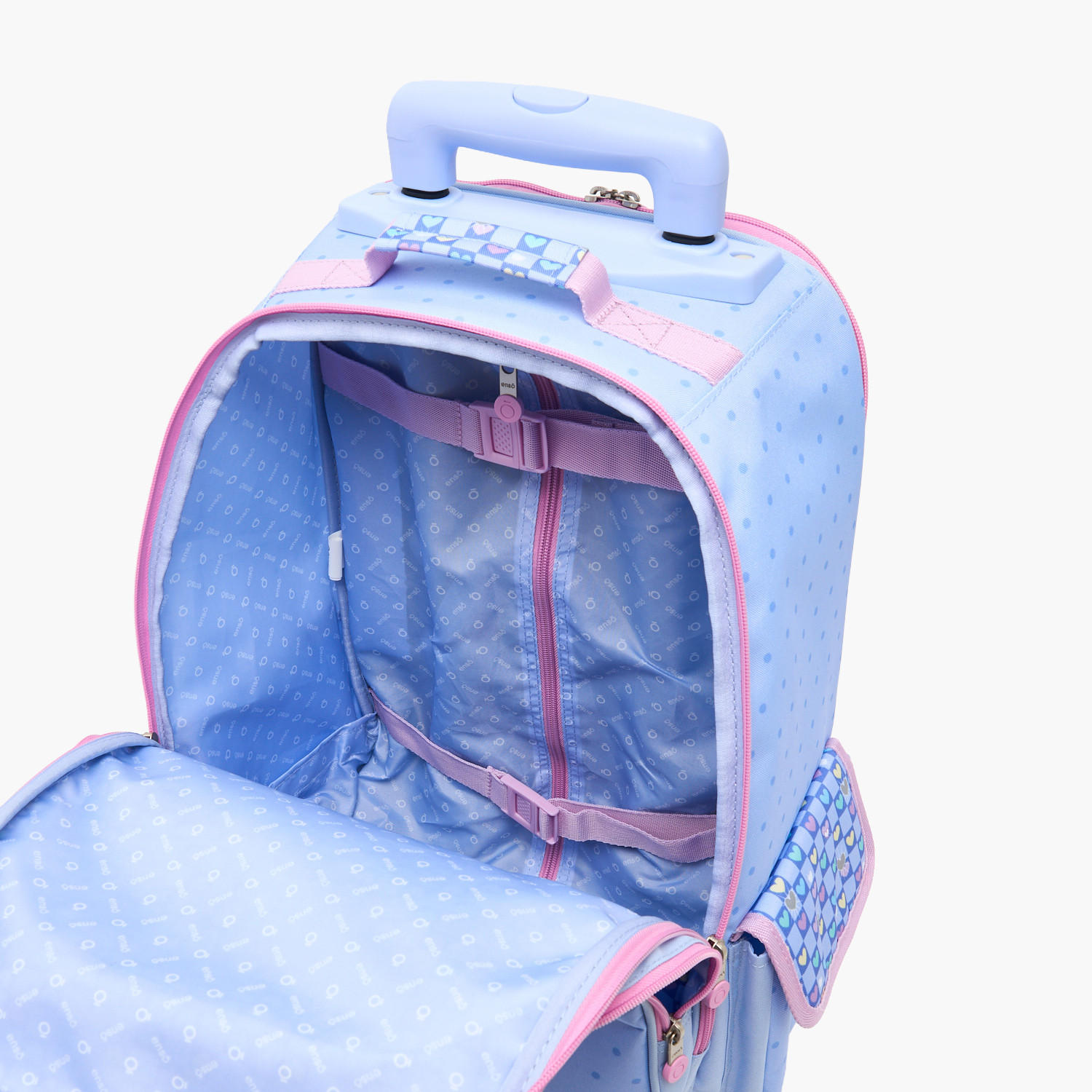 Enso Heart Print Trolley Backpack for Girls 8-13 Years with Pom-Pom Accent - 17 inches-school-bagsandbackpacks-trolleybags-image-6