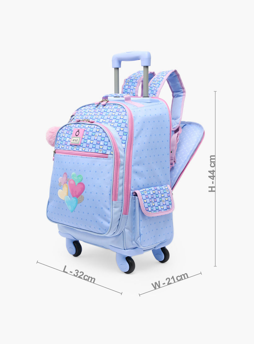 Enso Heart Print Trolley Backpack for Girls 8-13 Years with Pom-Pom Accent - 17 inches-school-bagsandbackpacks-trolleybags-image-8