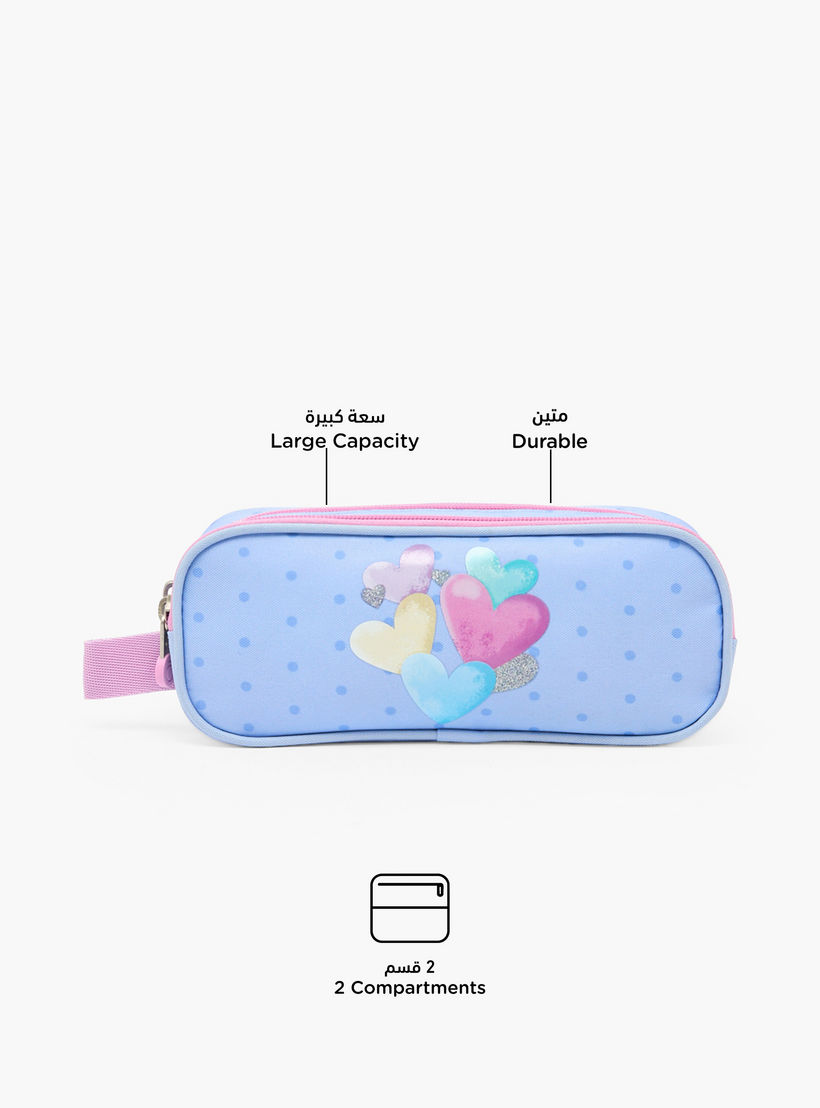 مقلمة بطبعة قلب بقسمين من إنسو-school-stationery-pencilcases-image-2
