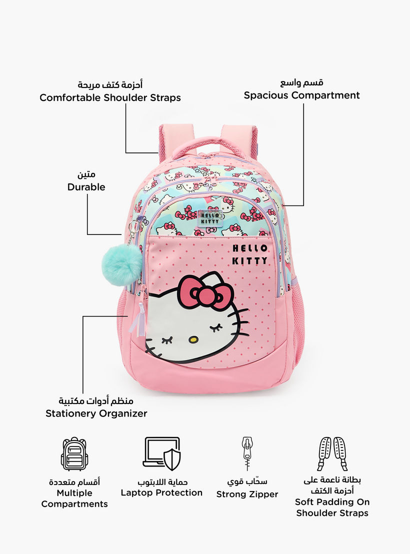 Hello Kitty Printed Backpack for Girls 8-12 Years with Padded Shoulder Straps - 18.1 inch-school-bagsandbackpacks-backpacks-image-2