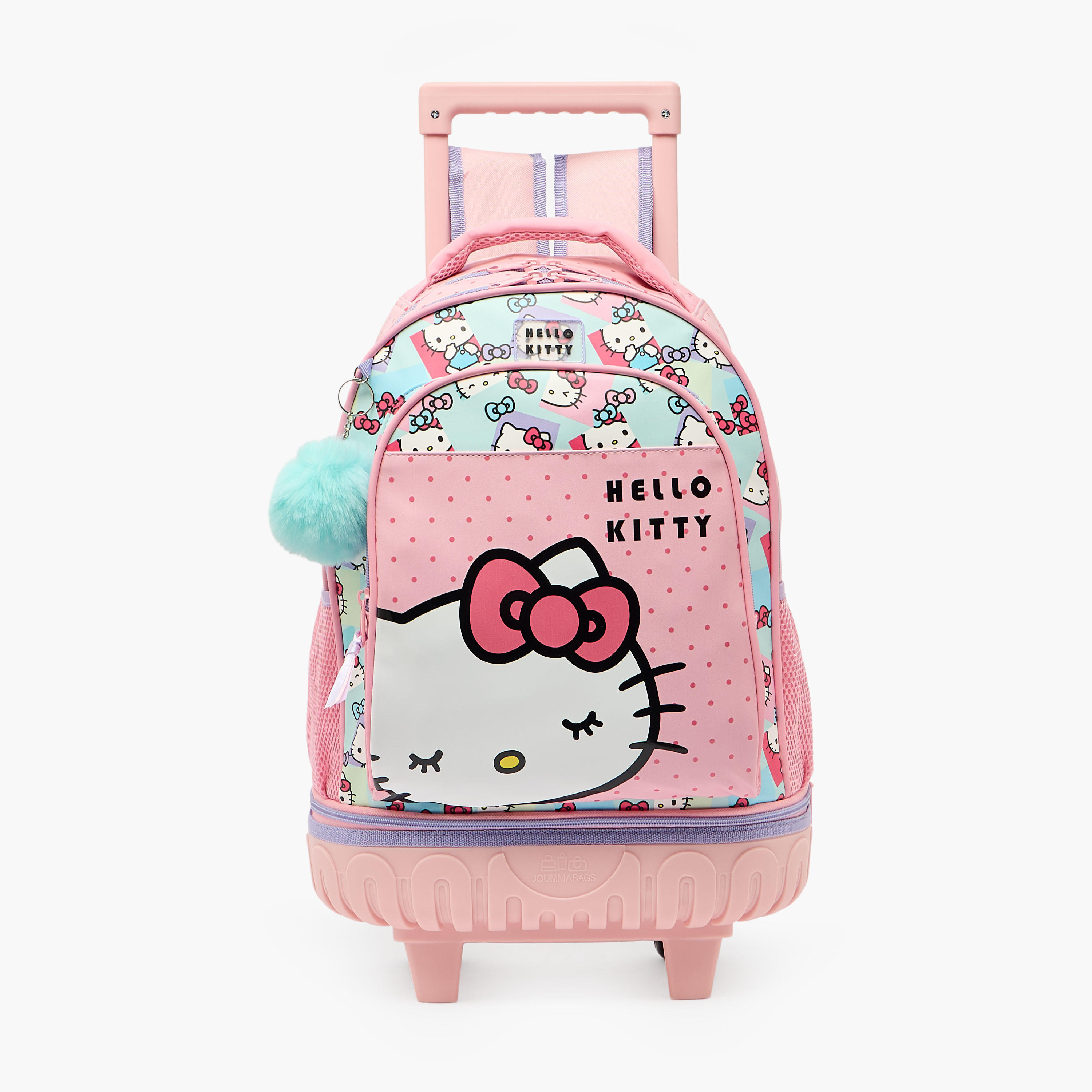 شنطة ظهر ترولي بطبعات هالو كيتي ومقبض قابل للسحب للبنات 8-13 سنوات - 18 بوصة-school-bagsandbackpacks-trolleybags-image-1