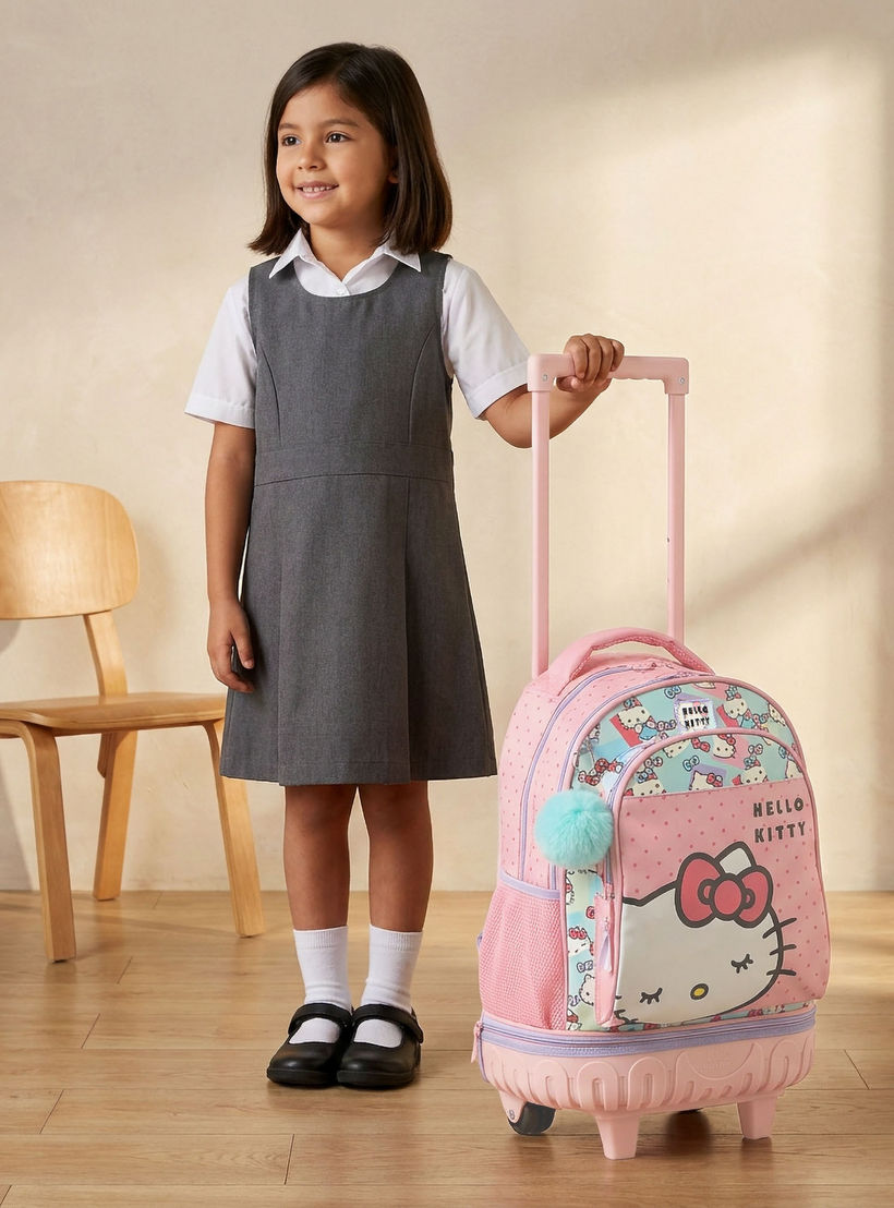شنطة ظهر ترولي بطبعات هالو كيتي ومقبض قابل للسحب للبنات 8-13 سنوات - 18 بوصة-school-bagsandbackpacks-trolleybags-image-3