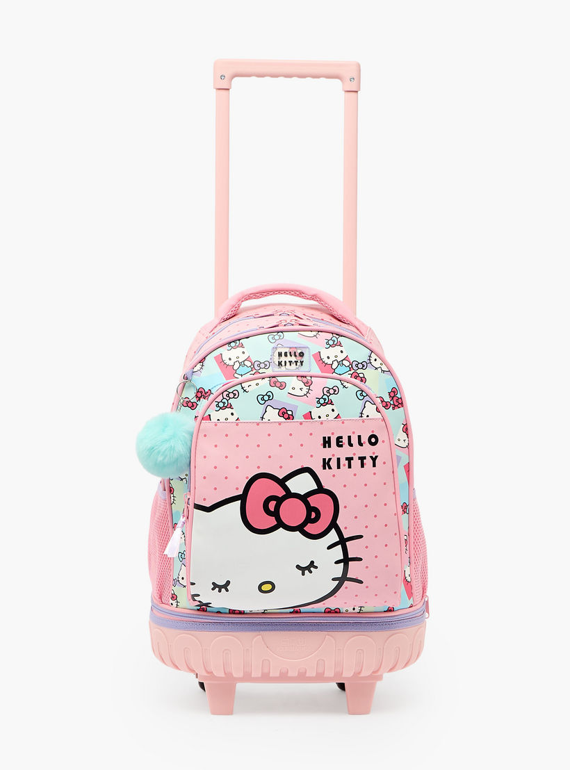 شنطة ظهر ترولي بطبعات هالو كيتي ومقبض قابل للسحب للبنات 8-13 سنوات - 18 بوصة-school-bagsandbackpacks-trolleybags-image-4