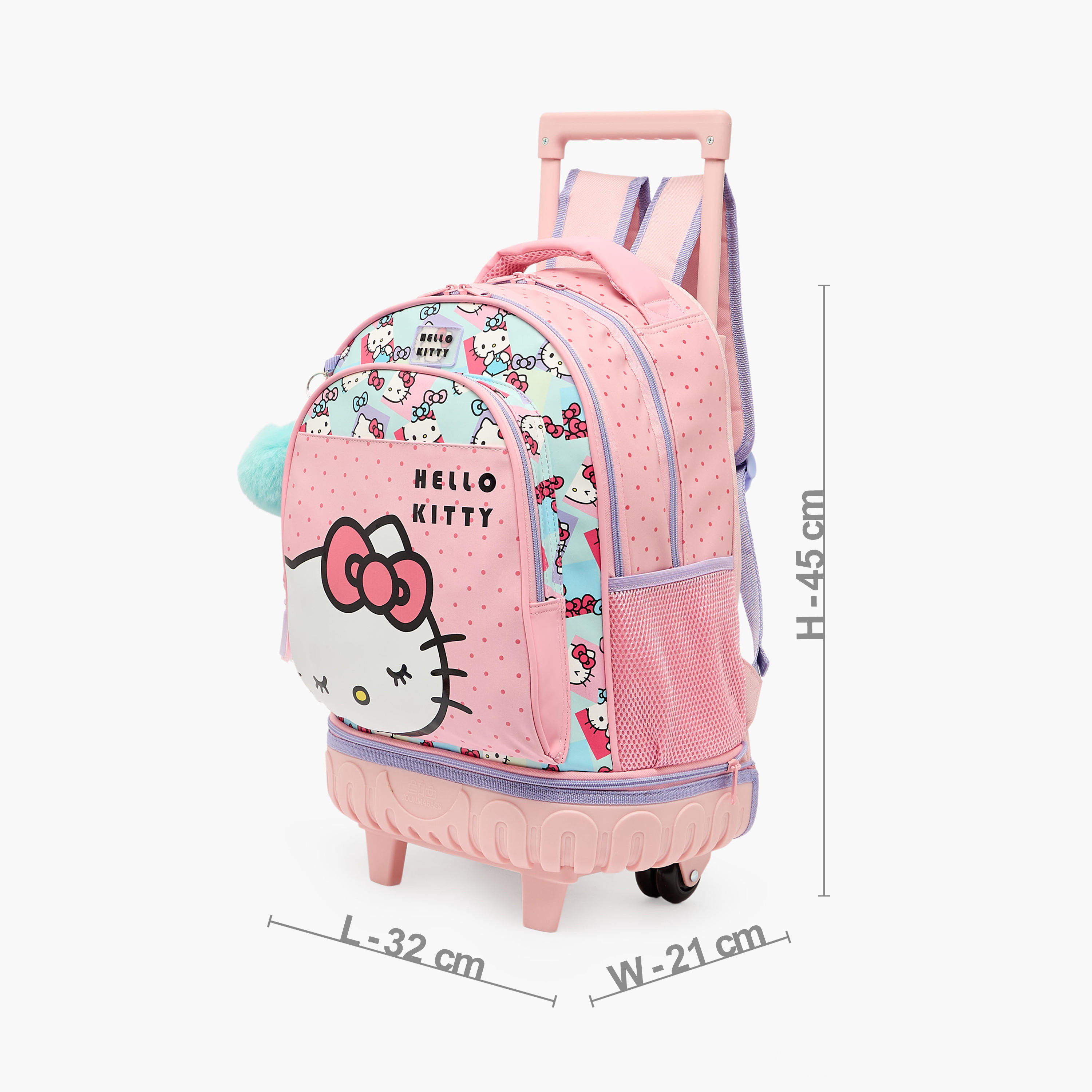 شنطة ظهر ترولي بطبعات هالو كيتي ومقبض قابل للسحب للبنات 8-13 سنوات - 18 بوصة-school-bagsandbackpacks-trolleybags-image-8