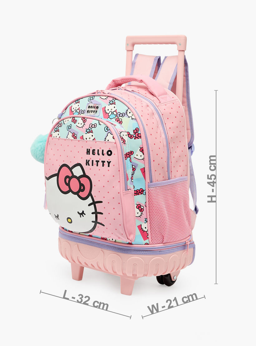 شنطة ظهر ترولي بطبعات هالو كيتي ومقبض قابل للسحب للبنات 8-13 سنوات - 18 بوصة-school-bagsandbackpacks-trolleybags-image-8