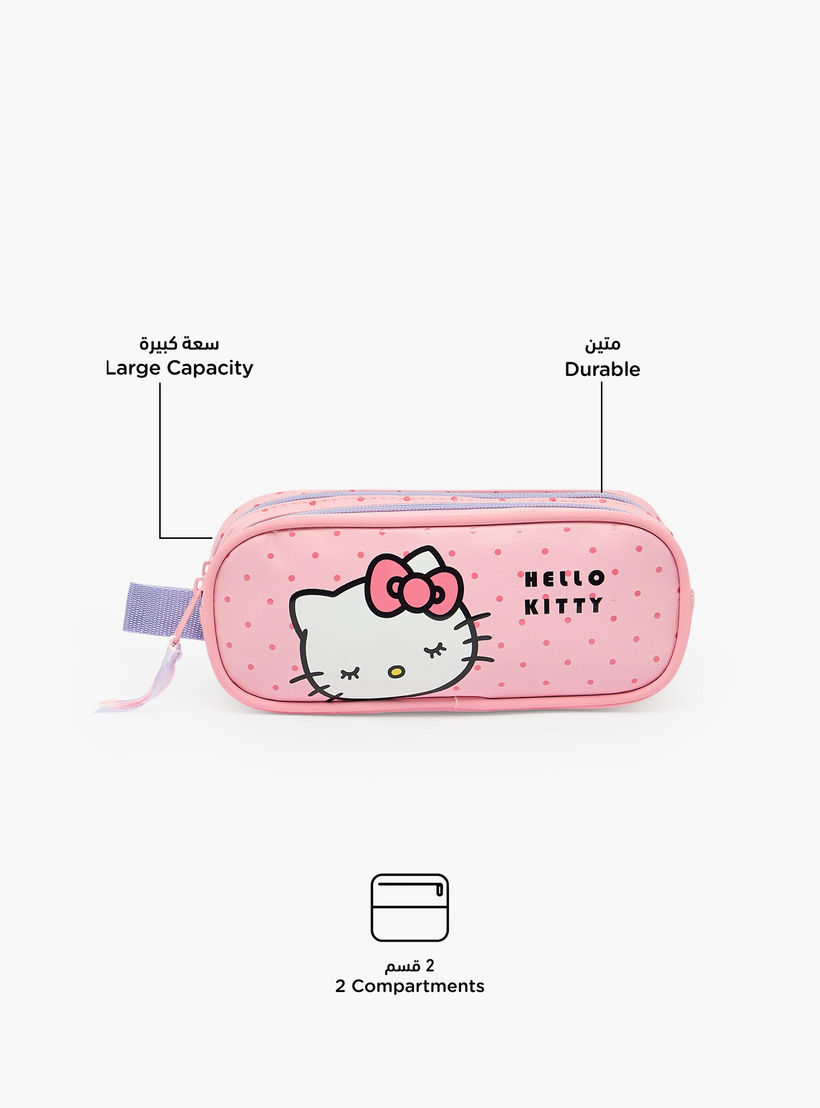 Hello Kitty Printed Pencil Pouch with 2 Compartments-school-stationery-pencilcases-image-2
