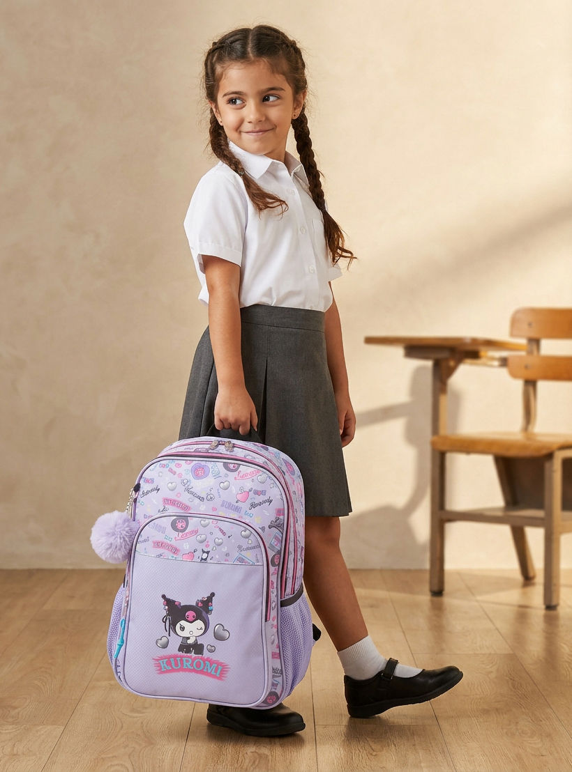 شنطة ظهر بحمالات مبطنة وطبعات كورومي للبنات من 5-8 سنوات من سانريو - 16 بوصة-school-bagsandbackpacks-backpacks-image-3