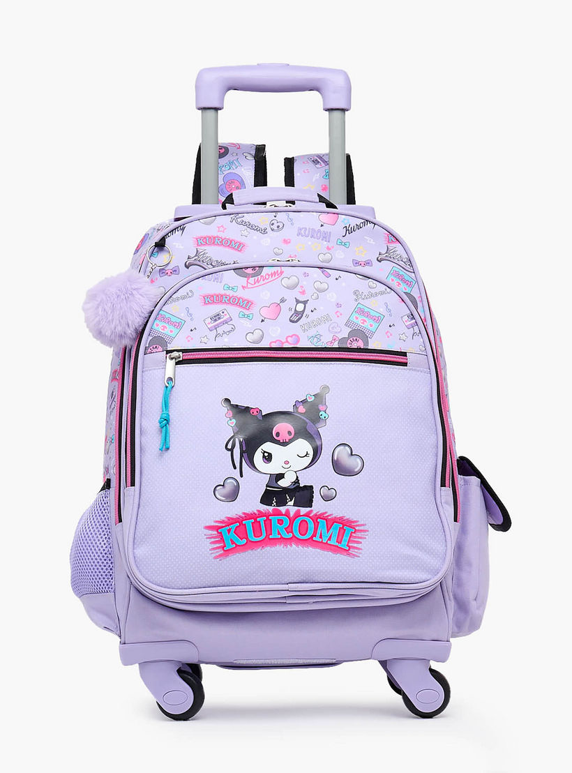 شنطة ترولي بطبعة كورومي للبنات من 8-13 سنة مع جيب لزجاجة ماء من سانيرو - 17 بوصة-school-bagsandbackpacks-trolleybags-image-1