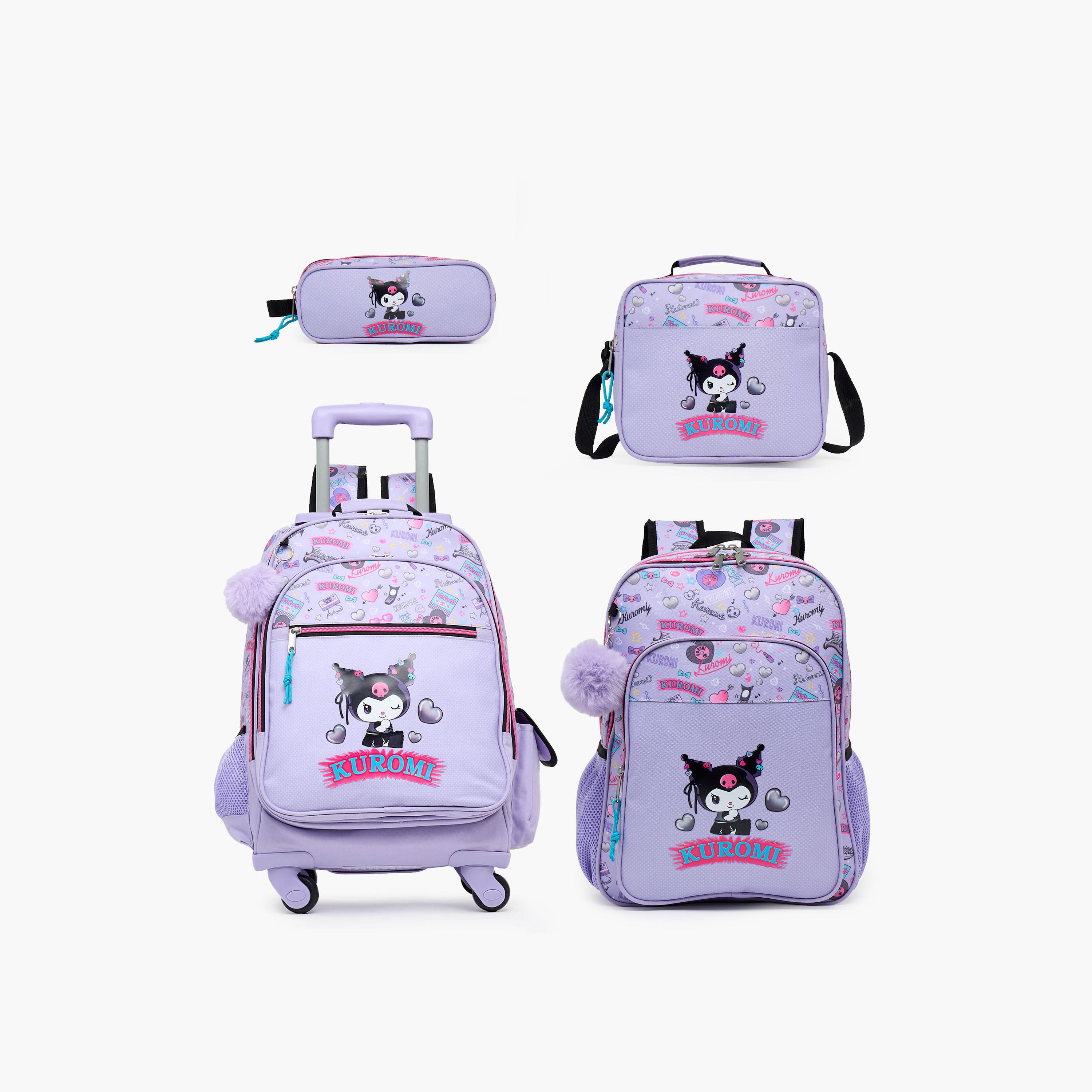 Sanrio Kuromi Print Trolley Bag for Girls 8-13 Years with Water Bottle Pocket - 17 inches-school-bagsandbackpacks-trolleybags-image-11