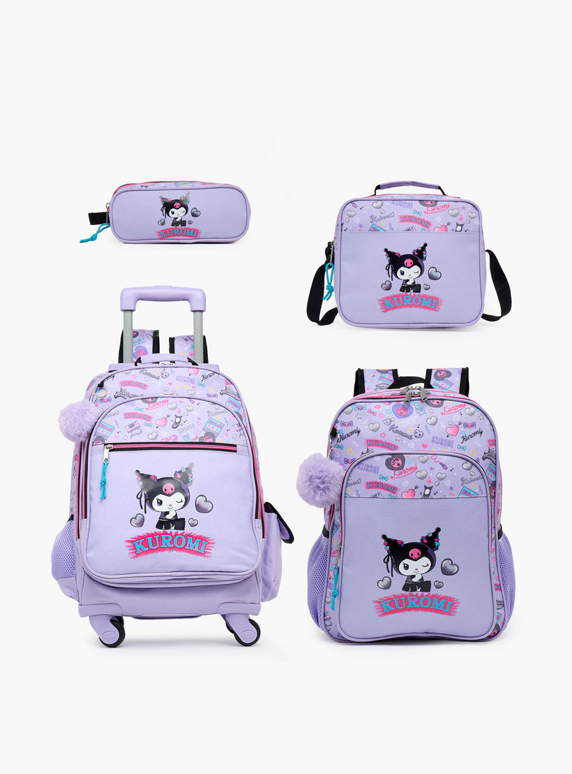 Sanrio Kuromi Print Trolley Bag for Girls 8-13 Years with Water Bottle Pocket - 17 inches-school-bagsandbackpacks-trolleybags-image-11