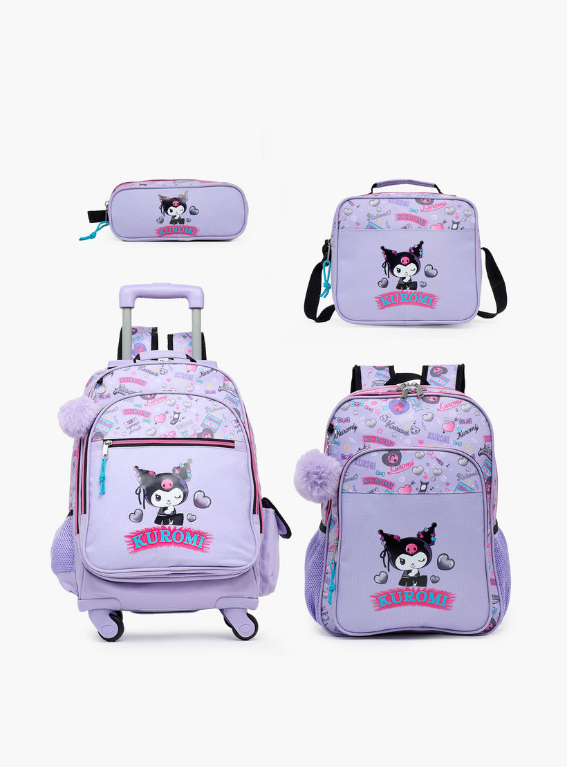 شنطة ترولي بطبعة كورومي للبنات من 8-13 سنة مع جيب لزجاجة ماء من سانيرو - 17 بوصة-school-bagsandbackpacks-trolleybags-image-12