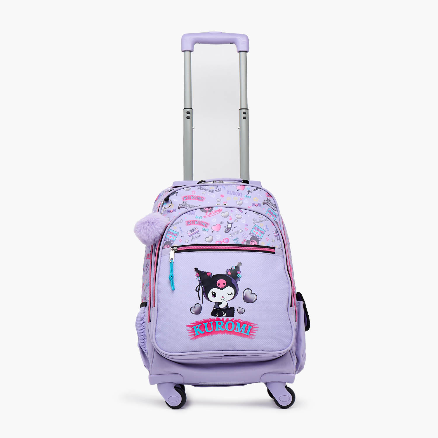 Sanrio Kuromi Print Trolley Bag for Girls 8-13 Years with Water Bottle Pocket - 17 inches-school-bagsandbackpacks-trolleybags-image-3