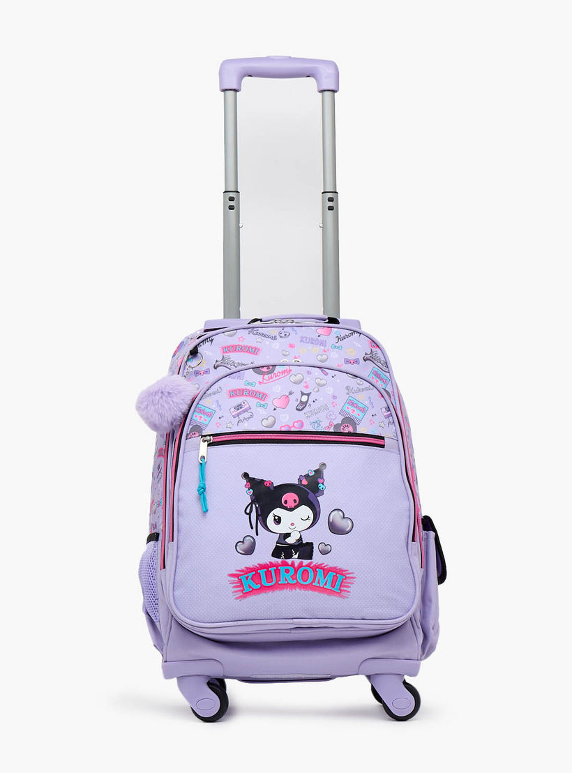 Sanrio Kuromi Print Trolley Bag for Girls 8-13 Years with Water Bottle Pocket - 17 inches-school-bagsandbackpacks-trolleybags-image-3